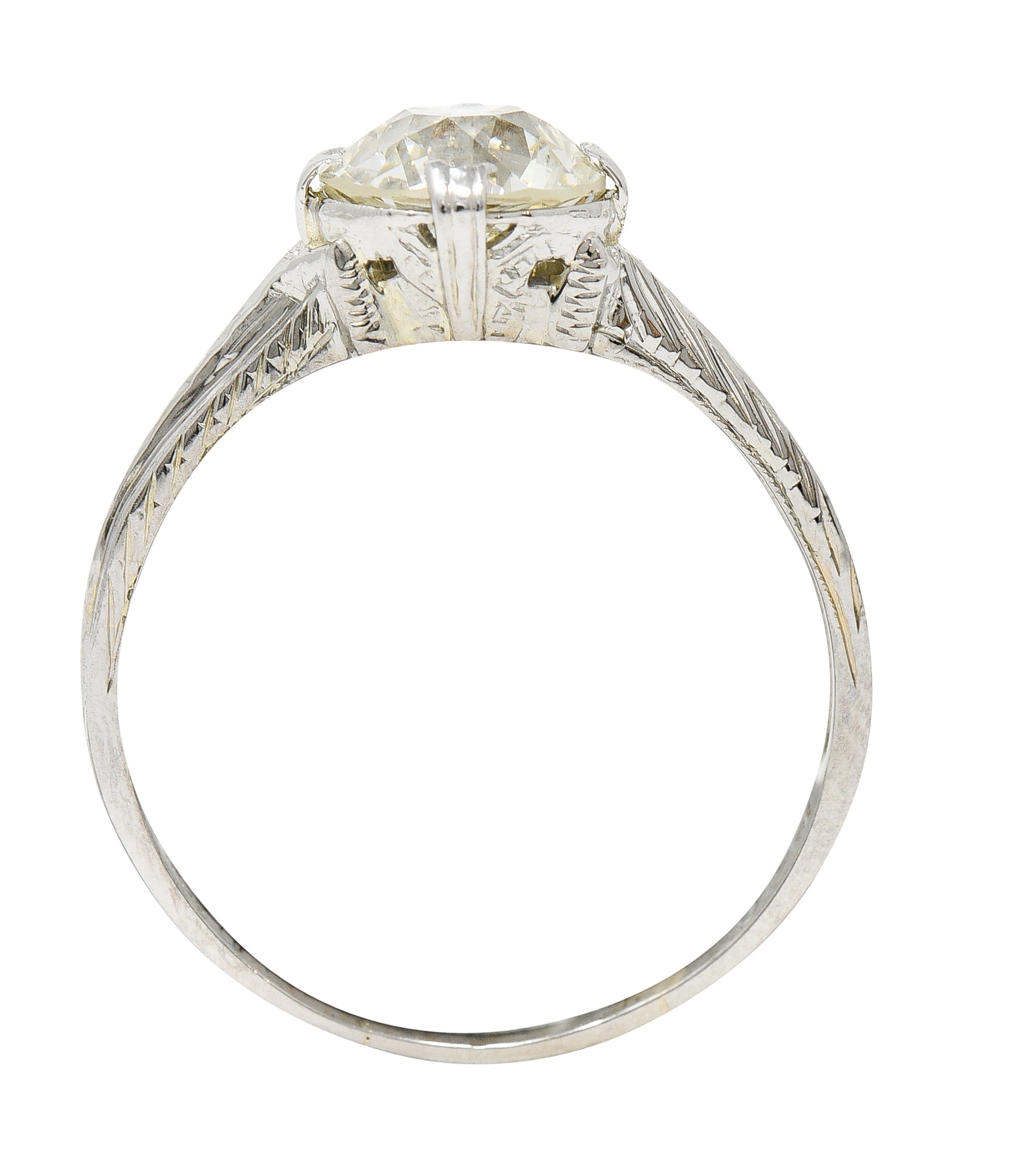 1920's J.W. Grant & Co. Art Deco 1.60 CTW 18 Karat White Gold Engagement Ring Wilson's Estate Jewelry