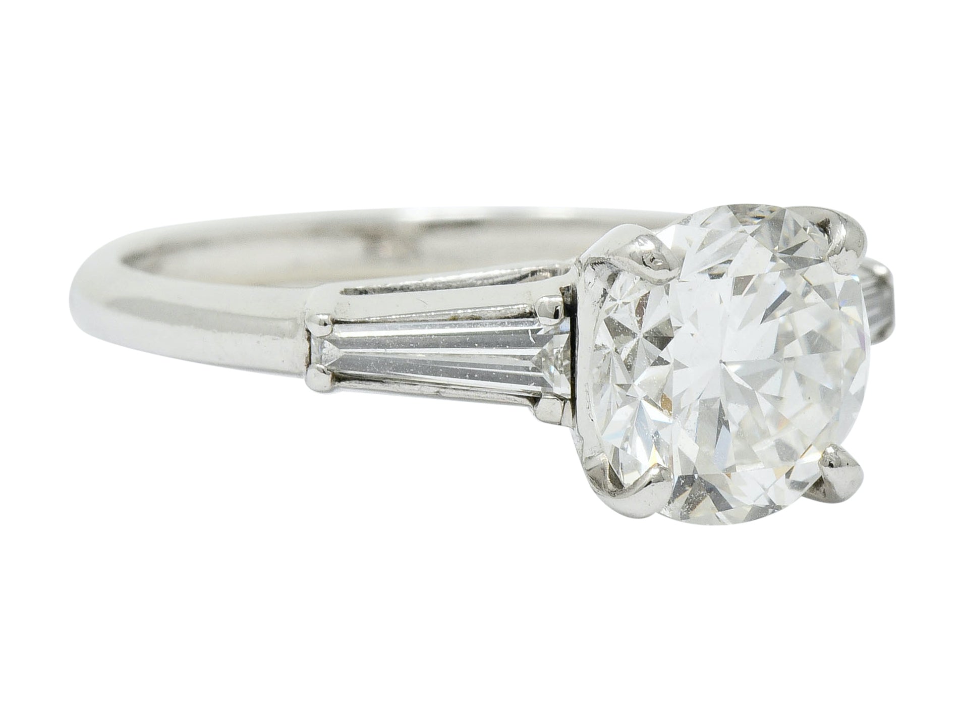 1950's Mid-Century 2.22 CTW Diamond Platinum Engagement Ring GIA - Wilson's Estate Jewelry