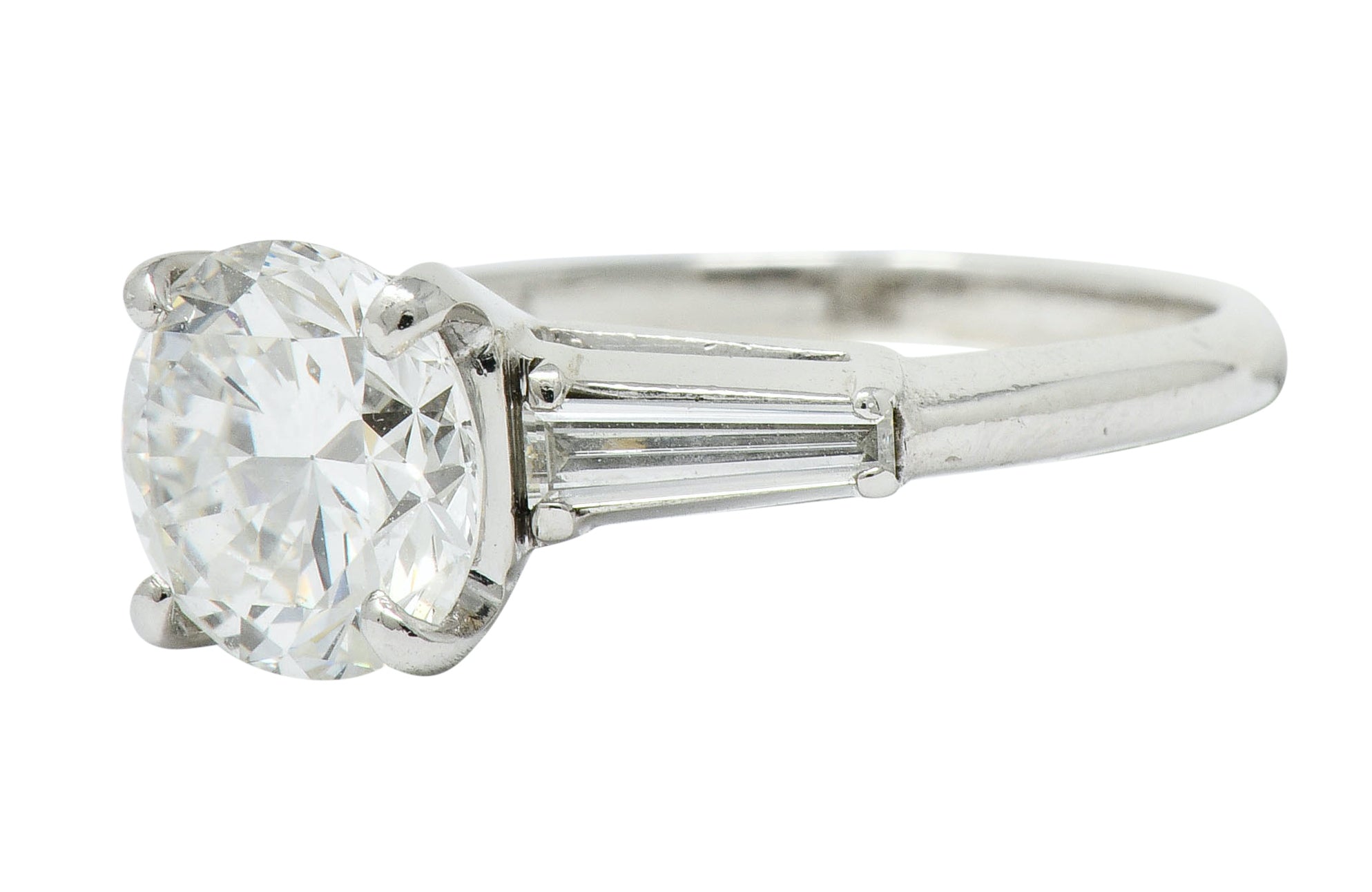 1950's Mid-Century 2.22 CTW Diamond Platinum Engagement Ring GIA - Wilson's Estate Jewelry