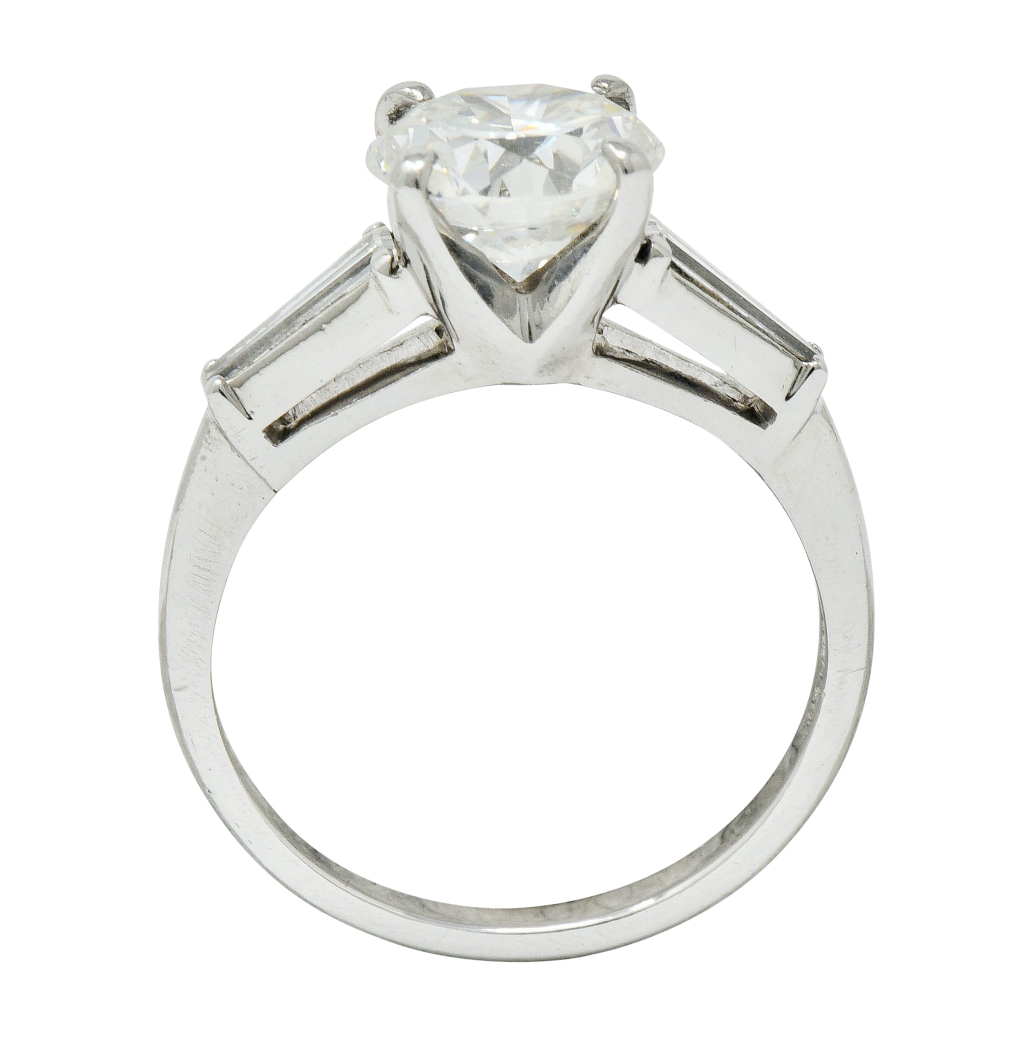 1950's Mid-Century 2.22 CTW Diamond Platinum Engagement Ring GIA - Wilson's Estate Jewelry