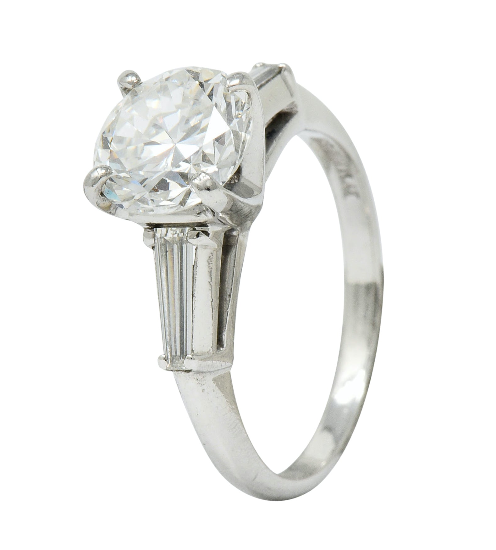 1950's Mid-Century 2.22 CTW Diamond Platinum Engagement Ring GIA - Wilson's Estate Jewelry