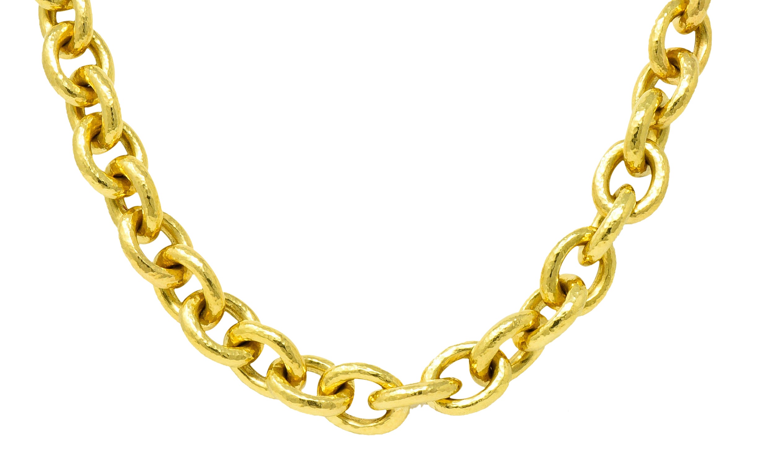 Elizabeth Locke Ruby 19 Karat Gold Hammered Curb Link Chain Collar NecklaceNecklace - Wilson's Estate Jewelry