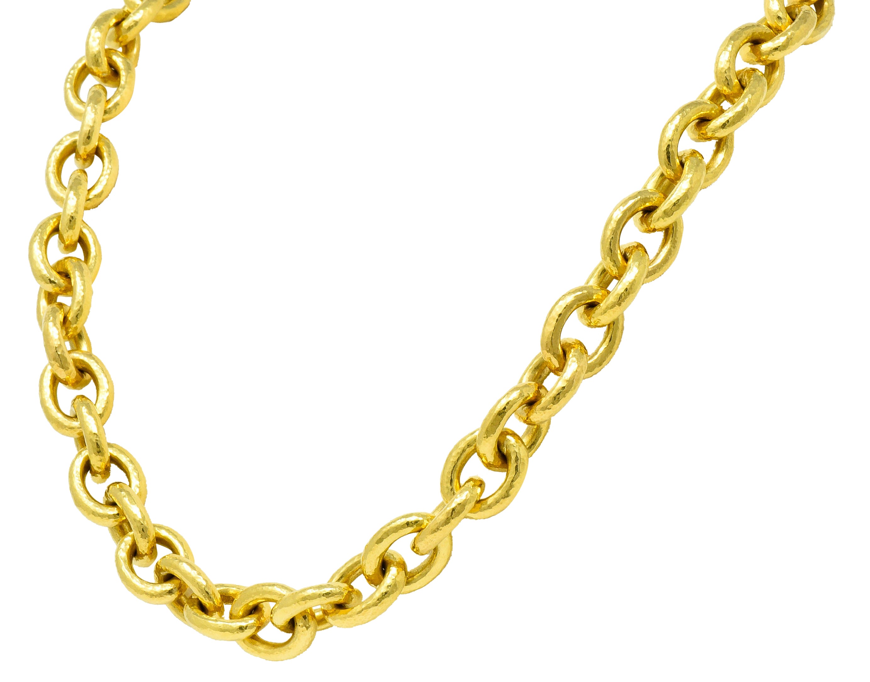 Elizabeth Locke Ruby 19 Karat Gold Hammered Curb Link Chain Collar NecklaceNecklace - Wilson's Estate Jewelry