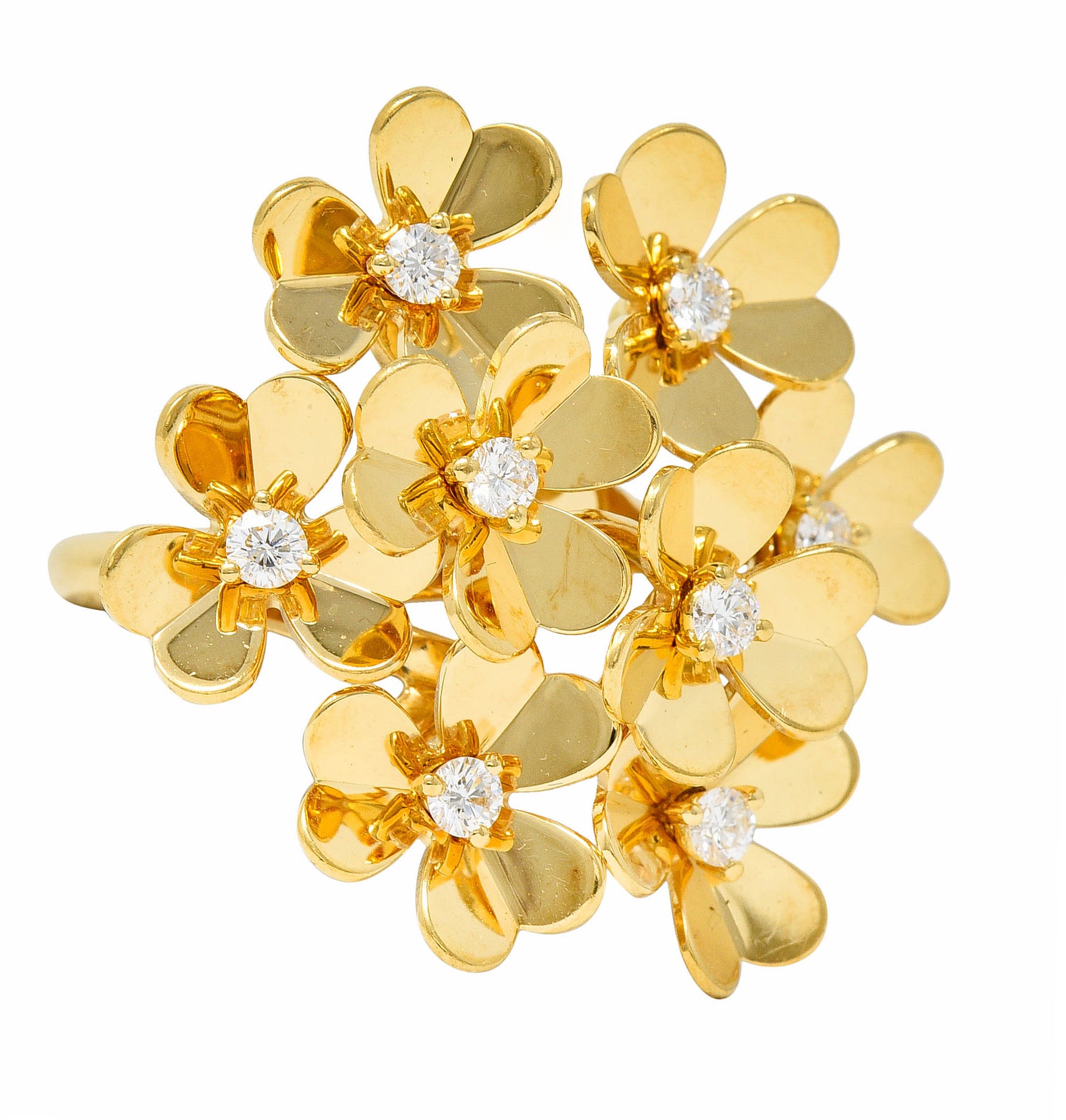 Van Cleef & Arpels Diamond 18 Karat Gold French 8 Flower Frivole Cluster RingRing - Wilson's Estate Jewelry