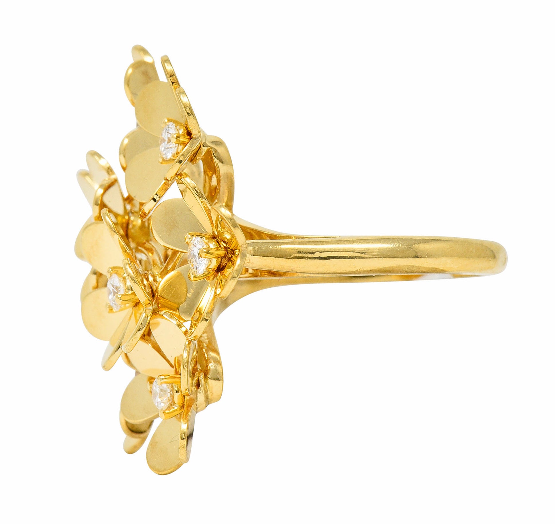 Van Cleef & Arpels Diamond 18 Karat Gold French 8 Flower Frivole Cluster RingRing - Wilson's Estate Jewelry