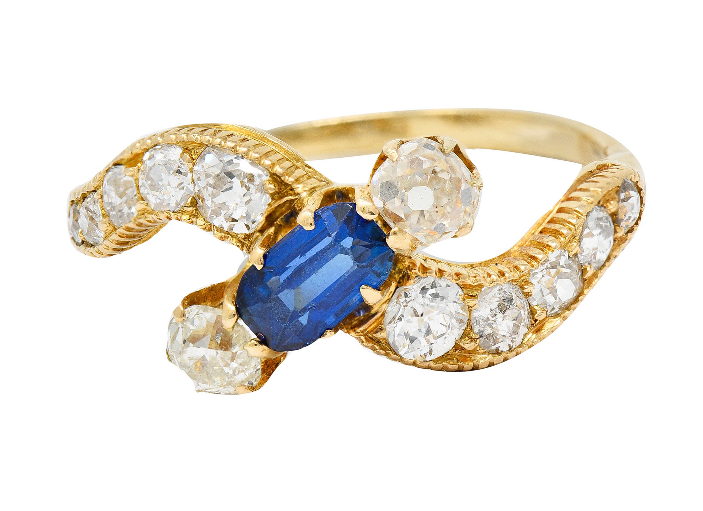 Schumann 1.45 CTW Sapphire Diamond 14 Karat Gold Bypass RingRing - Wilson's Estate Jewelry