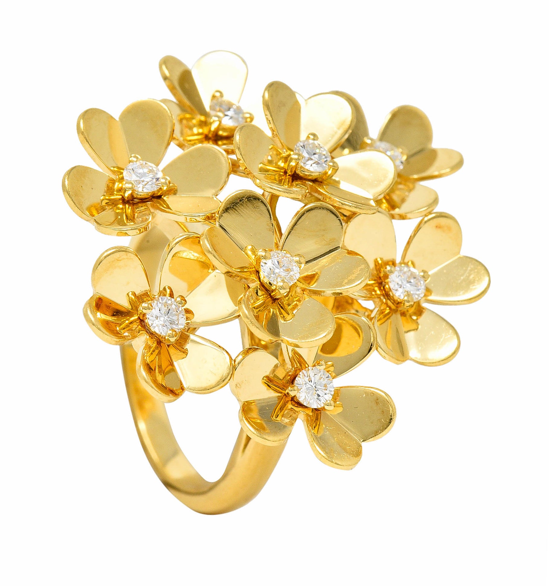 Van Cleef & Arpels Diamond 18 Karat Gold French 8 Flower Frivole Cluster RingRing - Wilson's Estate Jewelry