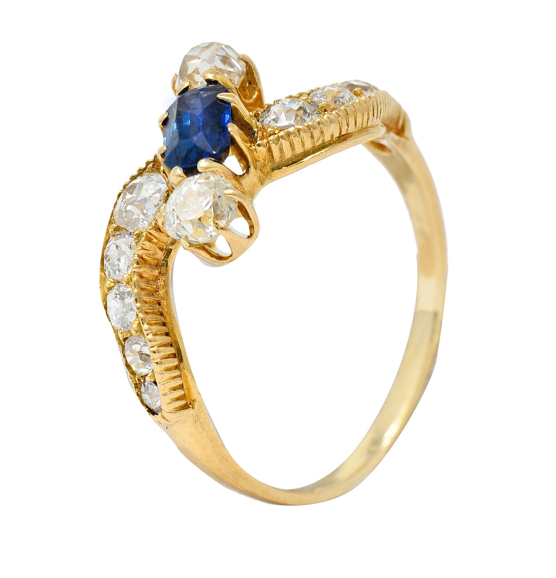 Schumann 1.45 CTW Sapphire Diamond 14 Karat Gold Bypass RingRing - Wilson's Estate Jewelry