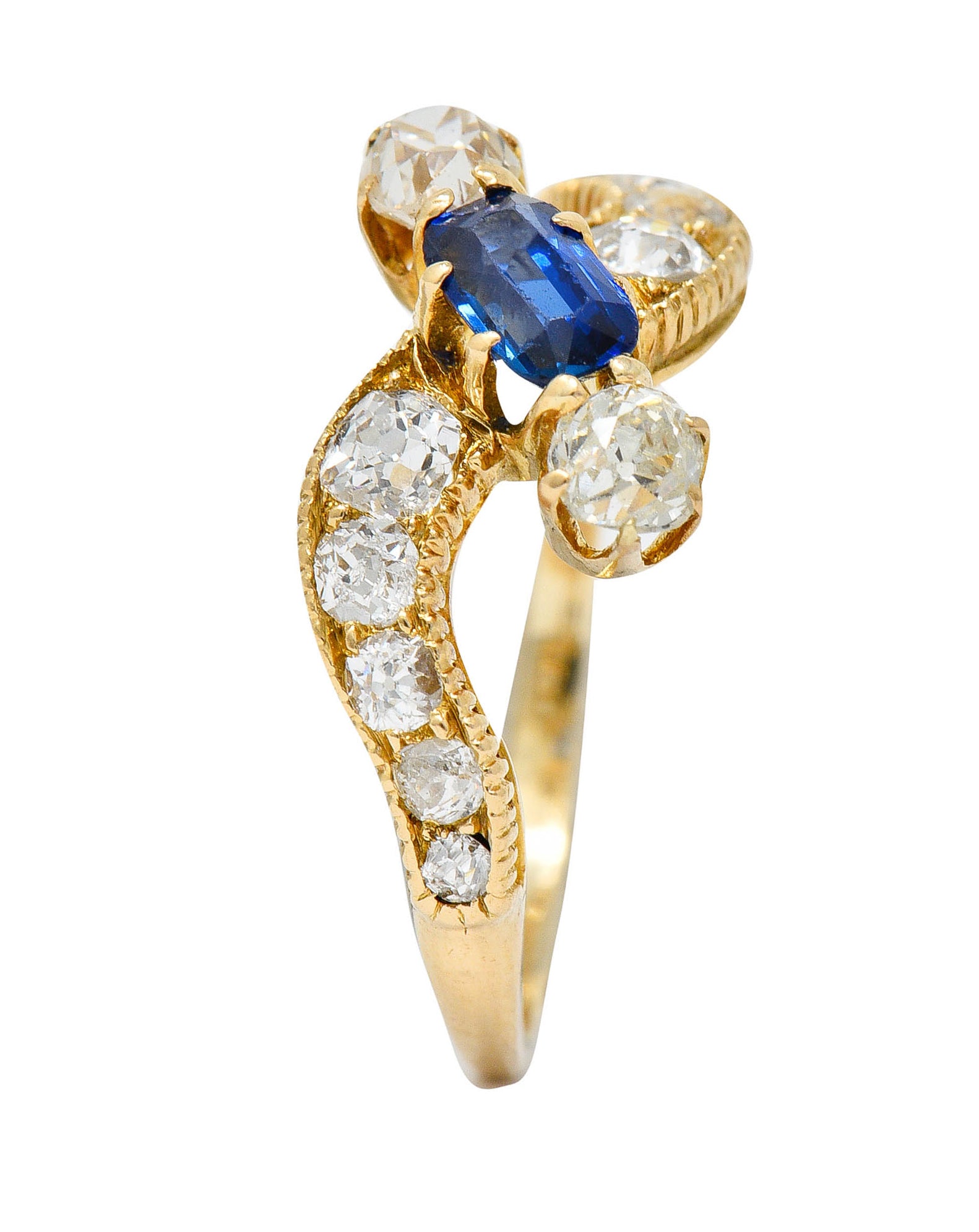 Schumann 1.45 CTW Sapphire Diamond 14 Karat Gold Bypass RingRing - Wilson's Estate Jewelry