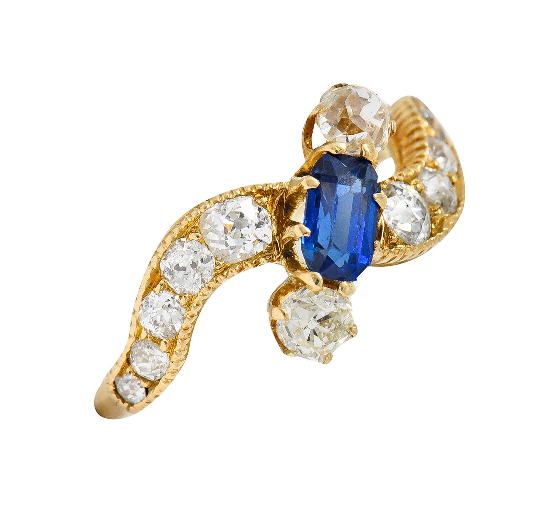 Schumann 1.45 CTW Sapphire Diamond 14 Karat Gold Bypass RingRing - Wilson's Estate Jewelry