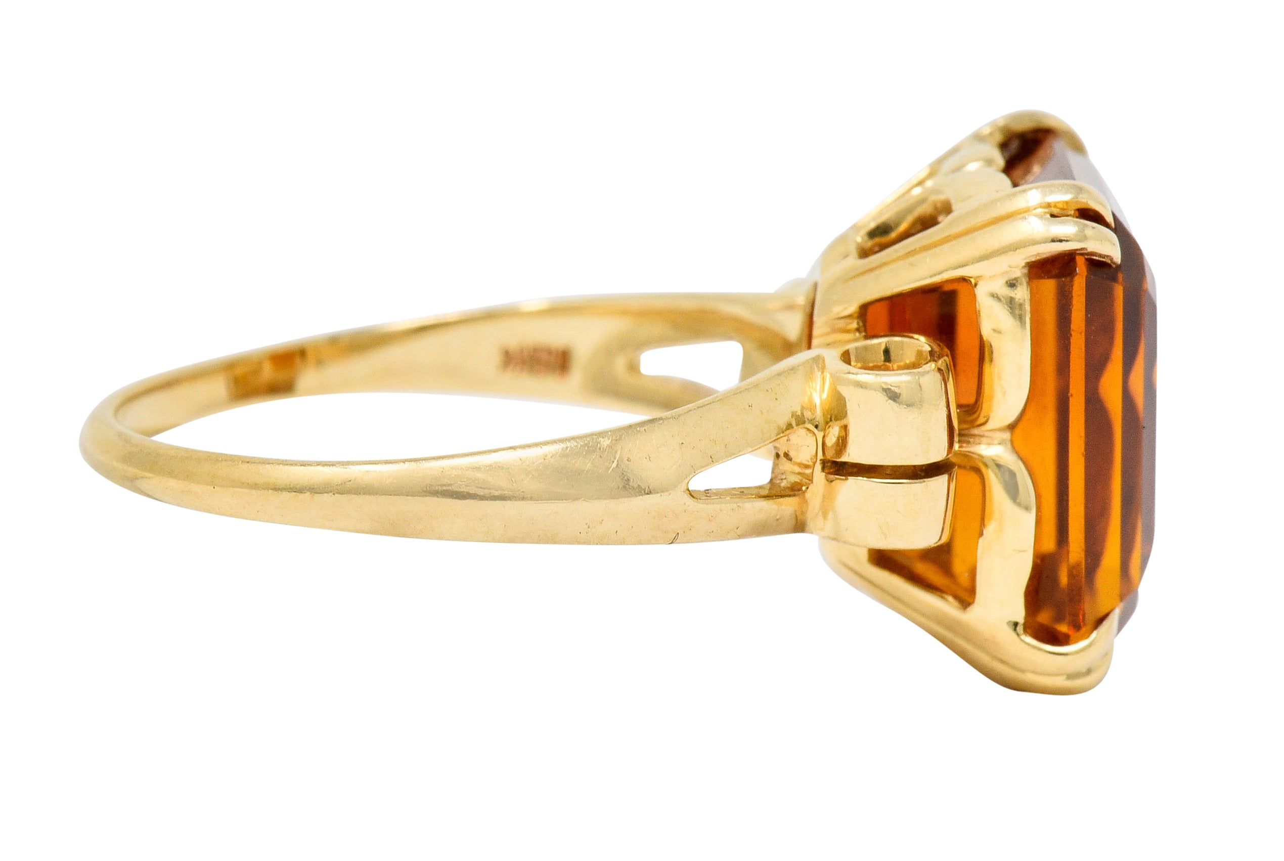 Tiffany & Co. Retro 7.25 CTW Citrine 18 Karat Gold Statement Ring Wilson's Estate Jewelry