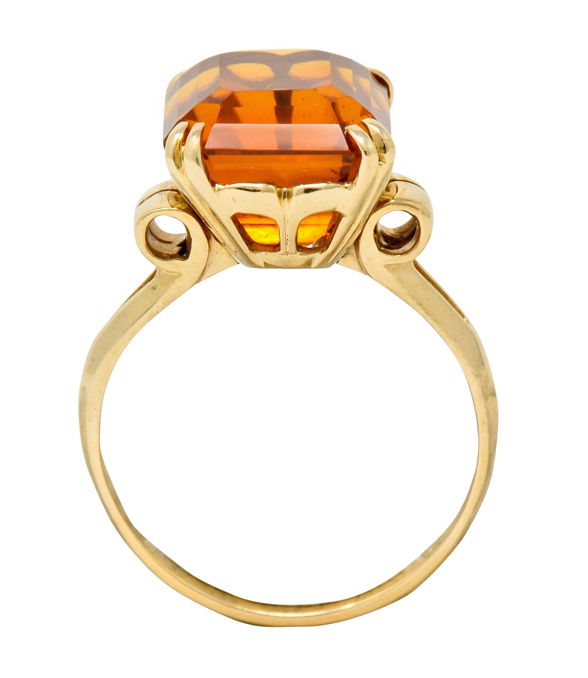 Tiffany & Co. Retro 7.25 CTW Citrine 18 Karat Gold Statement Ring Wilson's Estate Jewelry