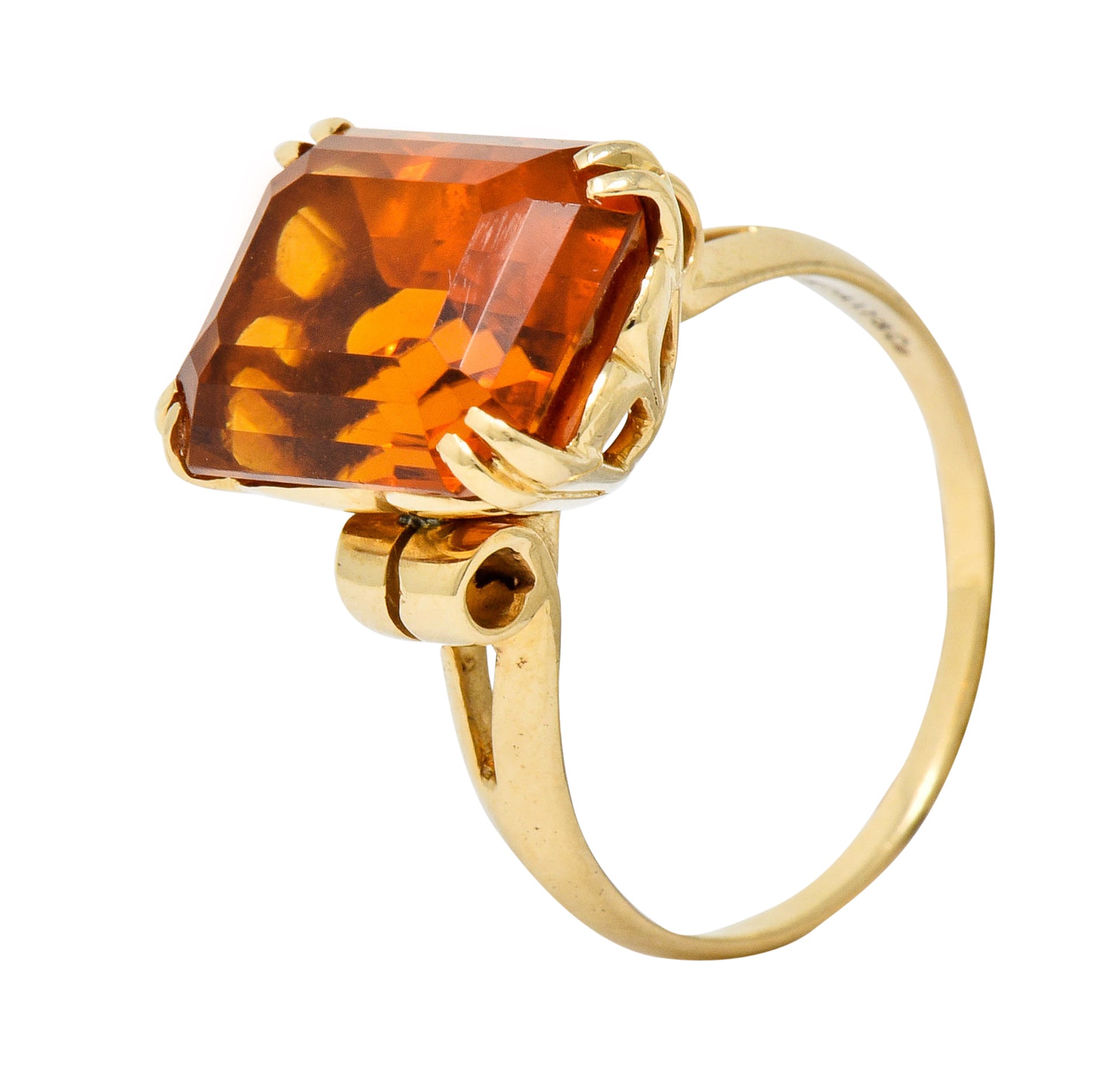 Tiffany & Co. Retro 7.25 CTW Citrine 18 Karat Gold Statement Ring Wilson's Estate Jewelry