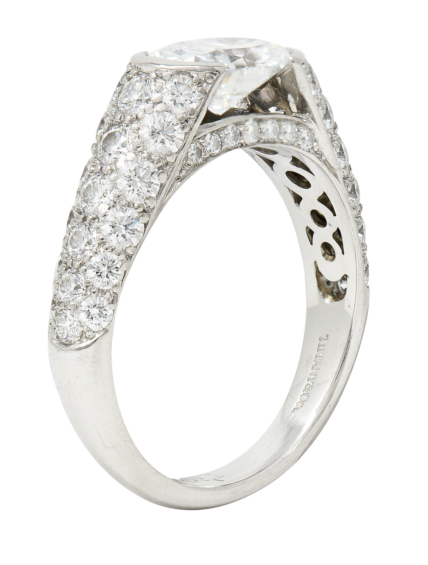 Tiffany & Co. 3.44 CTW Oval Diamond Platinum Contemporary Etoile Pavè Engagement Ring GIA Wilson's Estate Jewelry