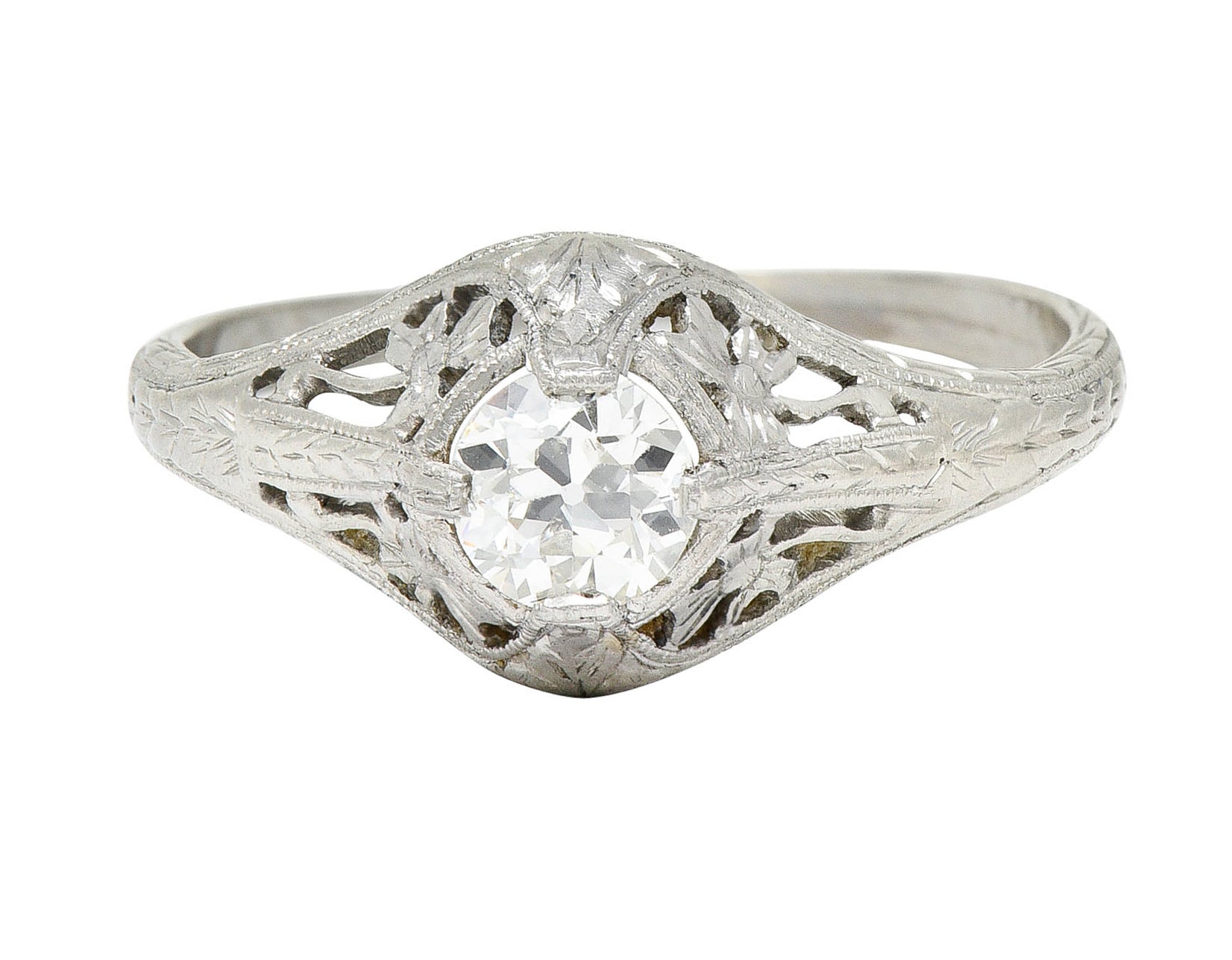 1920's Early Art Deco 0.43 CTW Diamond Platinum Clover Engagement RingRing - Wilson's Estate Jewelry