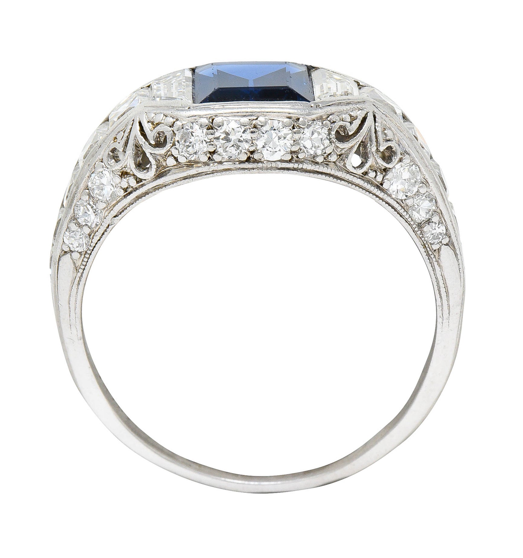 Art Deco Tiffany & Co. Sapphire Diamond Platinum Dinner RingRing - Wilson's Estate Jewelry