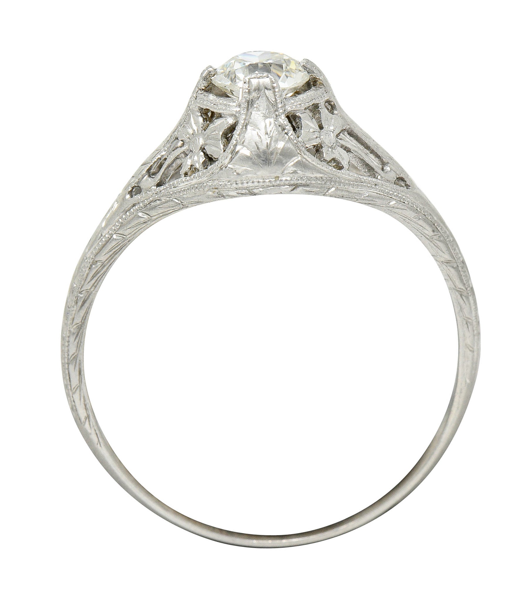 1920's Early Art Deco 0.43 CTW Diamond Platinum Clover Engagement RingRing - Wilson's Estate Jewelry