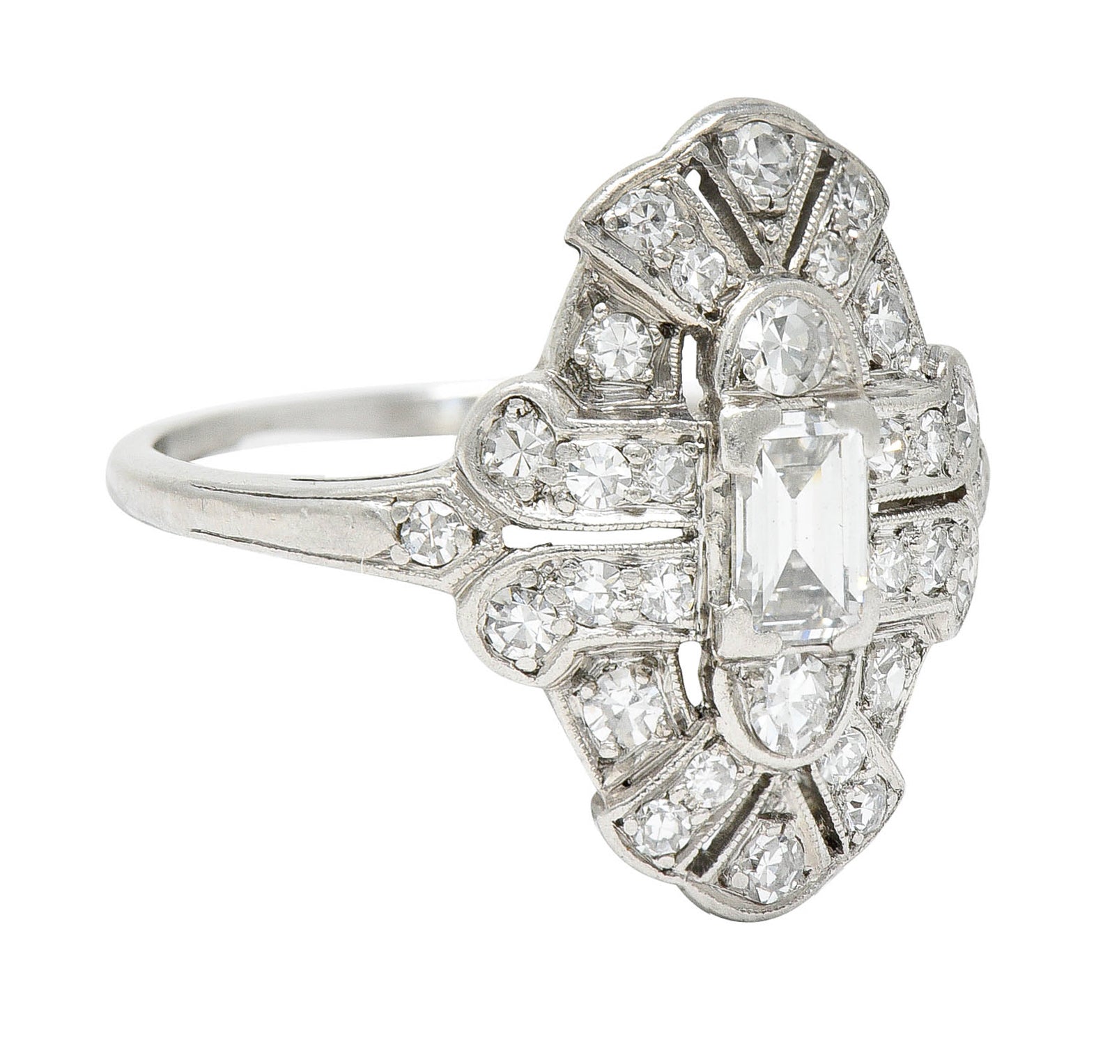 1930's Maurice Tishman Art Deco 0.75 CTW Diamond Platinum Dinner RingRing - Wilson's Estate Jewelry