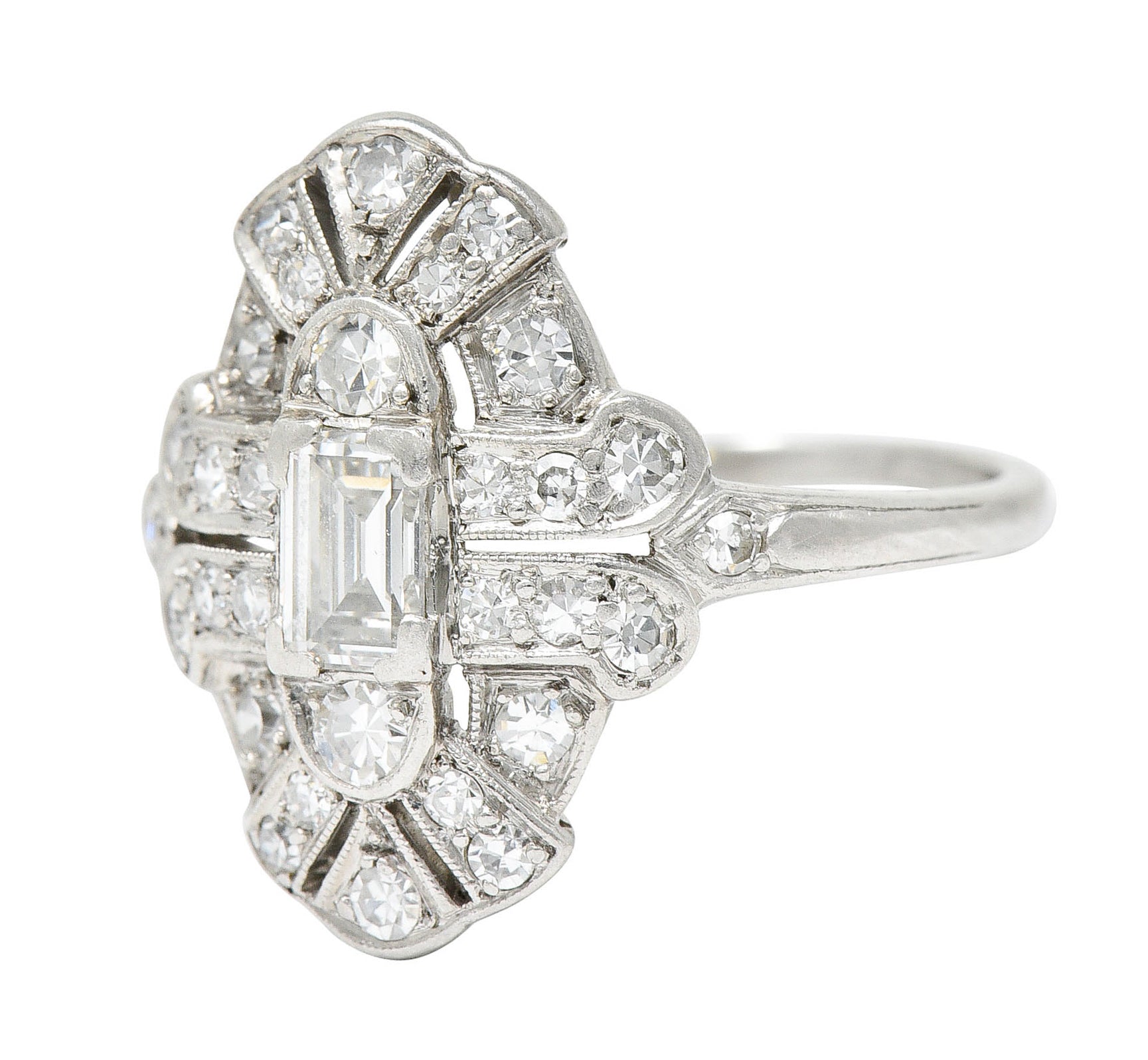 1930's Maurice Tishman Art Deco 0.75 CTW Diamond Platinum Dinner RingRing - Wilson's Estate Jewelry