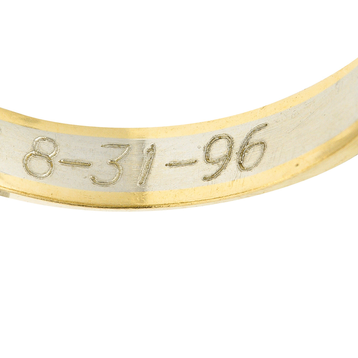 1990's Platinum 14 Karat Gold Unisex Scrolling Vintage Band Ring Wilson's Estate Jewelry