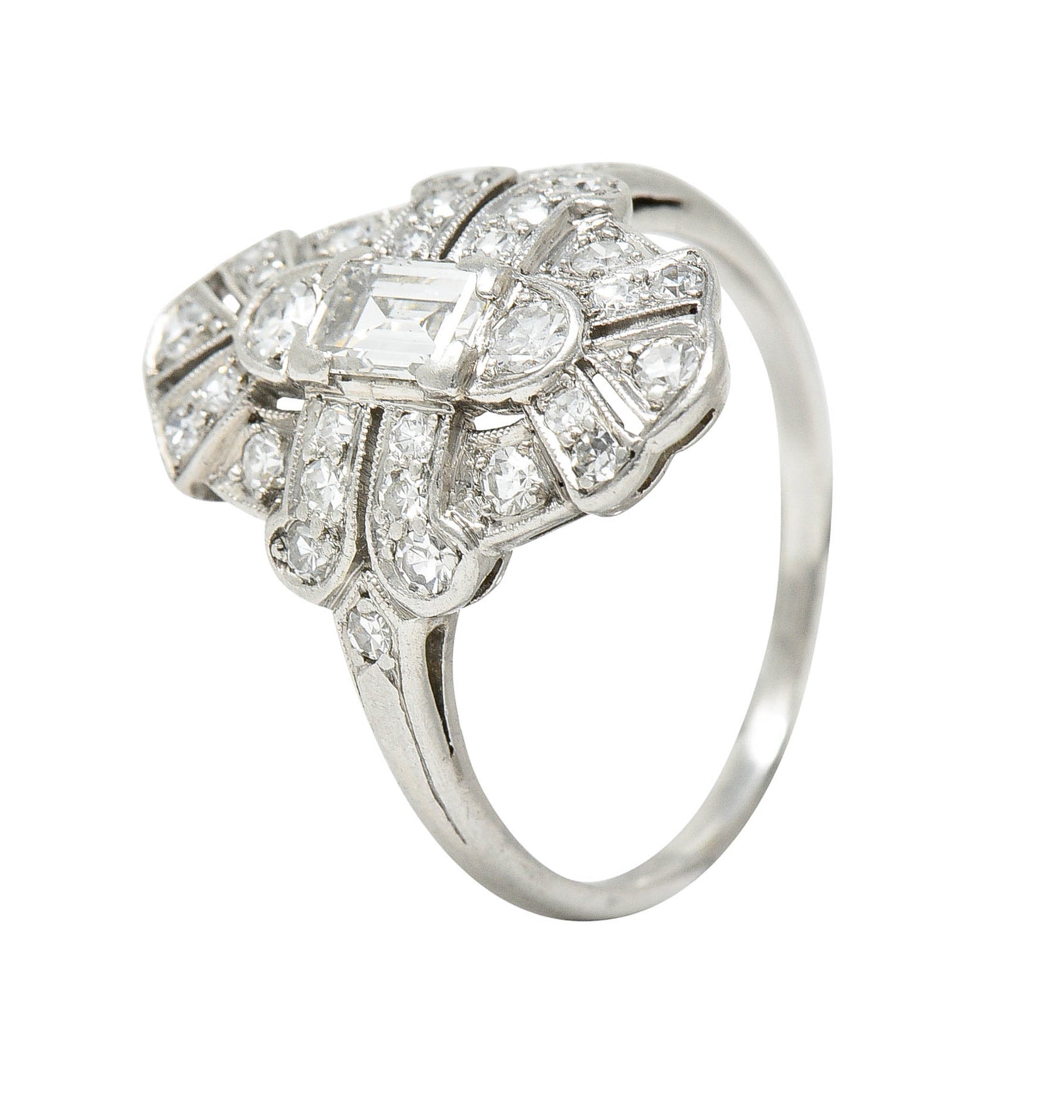 1930's Maurice Tishman Art Deco 0.75 CTW Diamond Platinum Dinner RingRing - Wilson's Estate Jewelry