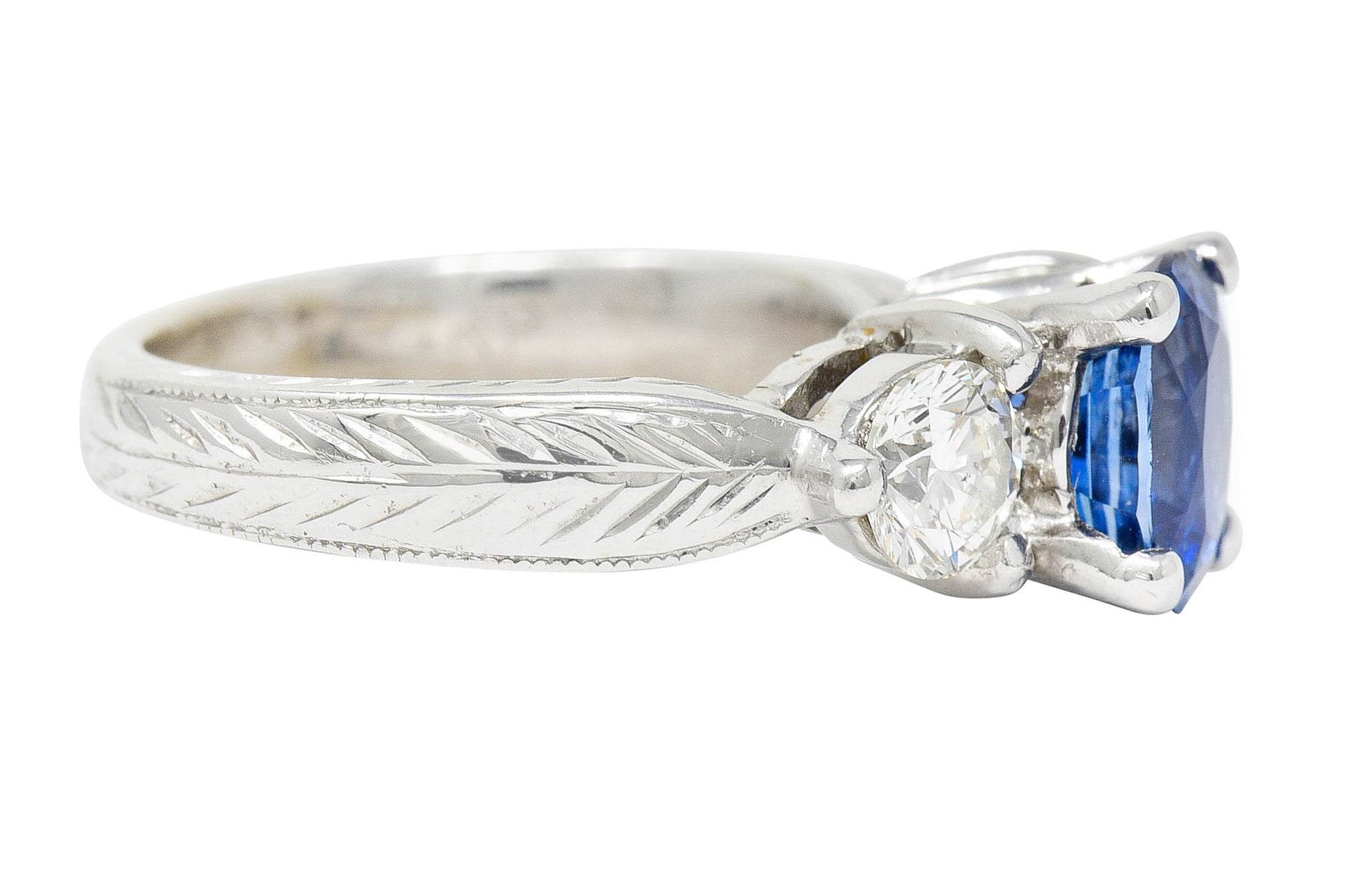 Contemporary 2.62 CTW Sapphire Diamond 14 Karat White Gold RingRing - Wilson's Estate Jewelry