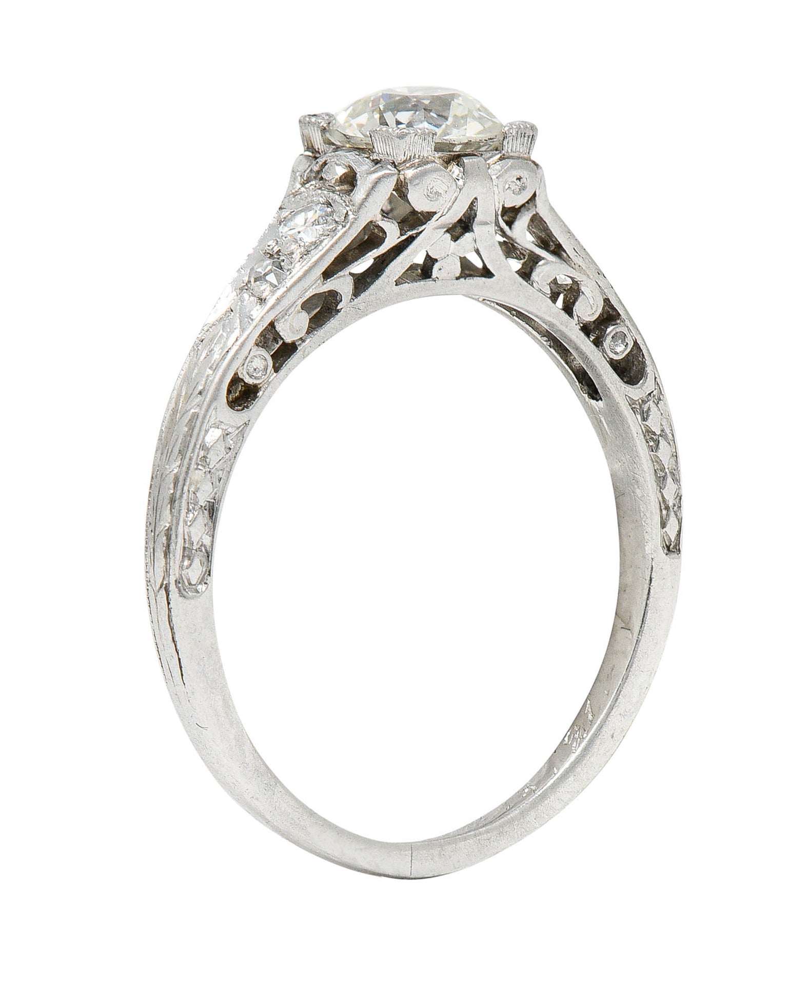 Art Deco 0.67 CTW Diamond Platinum Filigree Engagement RingRing - Wilson's Estate Jewelry