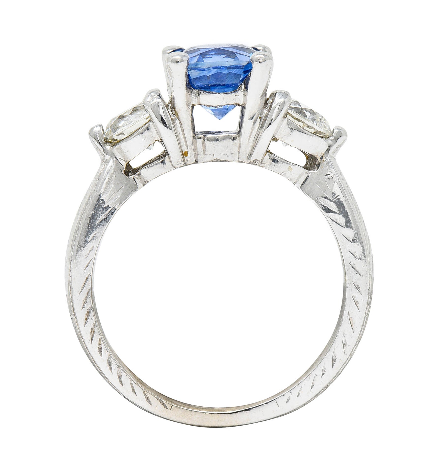 Contemporary 2.62 CTW Sapphire Diamond 14 Karat White Gold RingRing - Wilson's Estate Jewelry