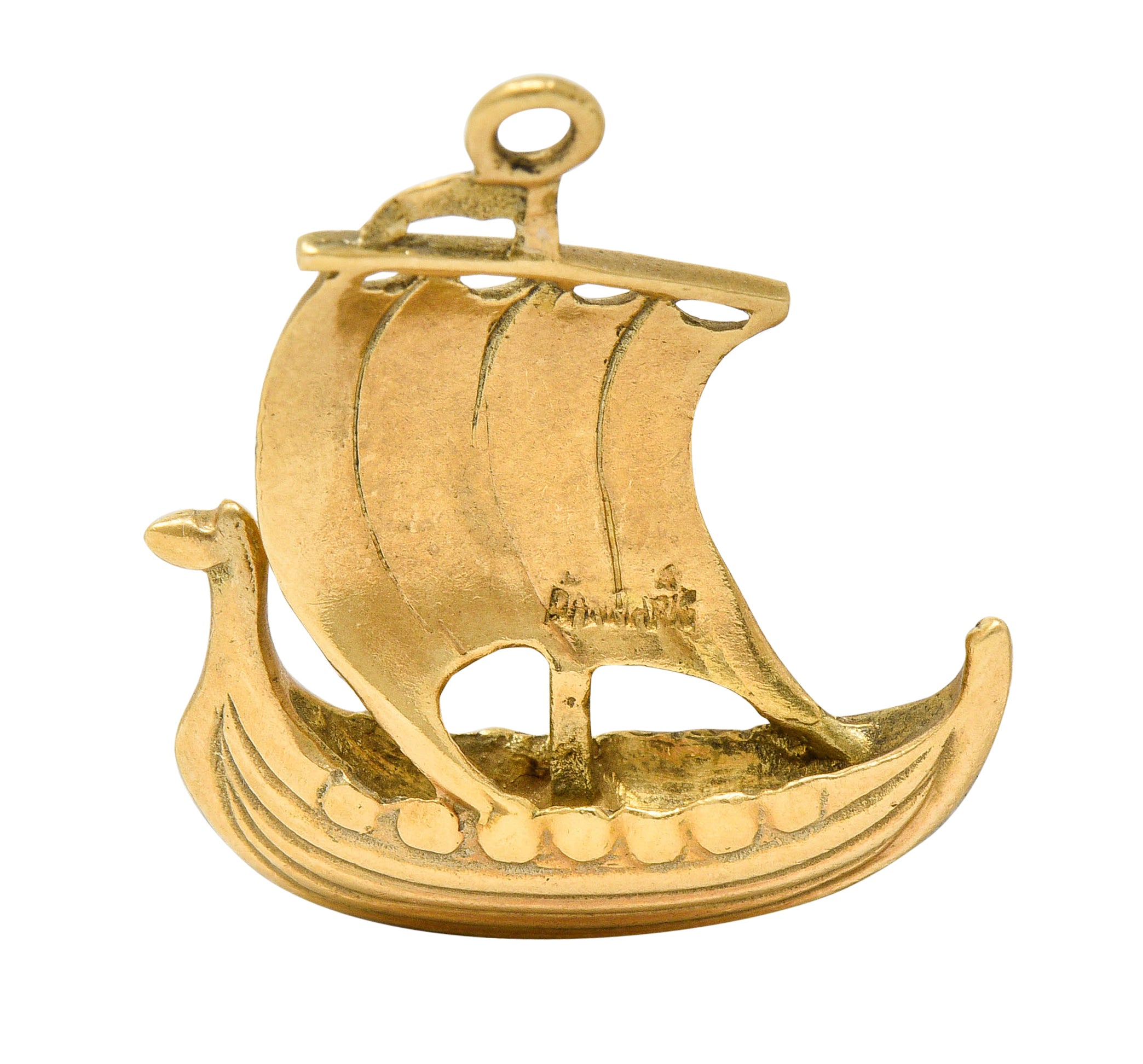 Art Nouveau 14 Karat Gold Viking Longship Charmcharm - Wilson's Estate Jewelry