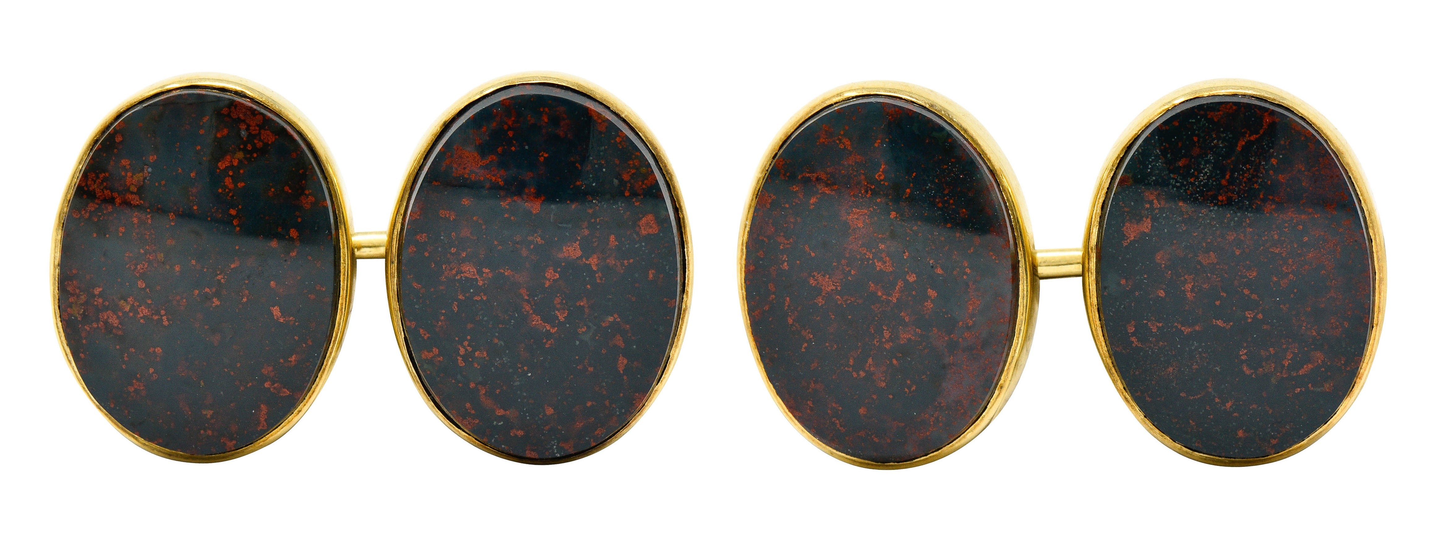 W.F. Cory & Bro. Art Nouveau Bloodstone 14 Karat Gold Men's CufflinksCufflinks - Wilson's Estate Jewelry