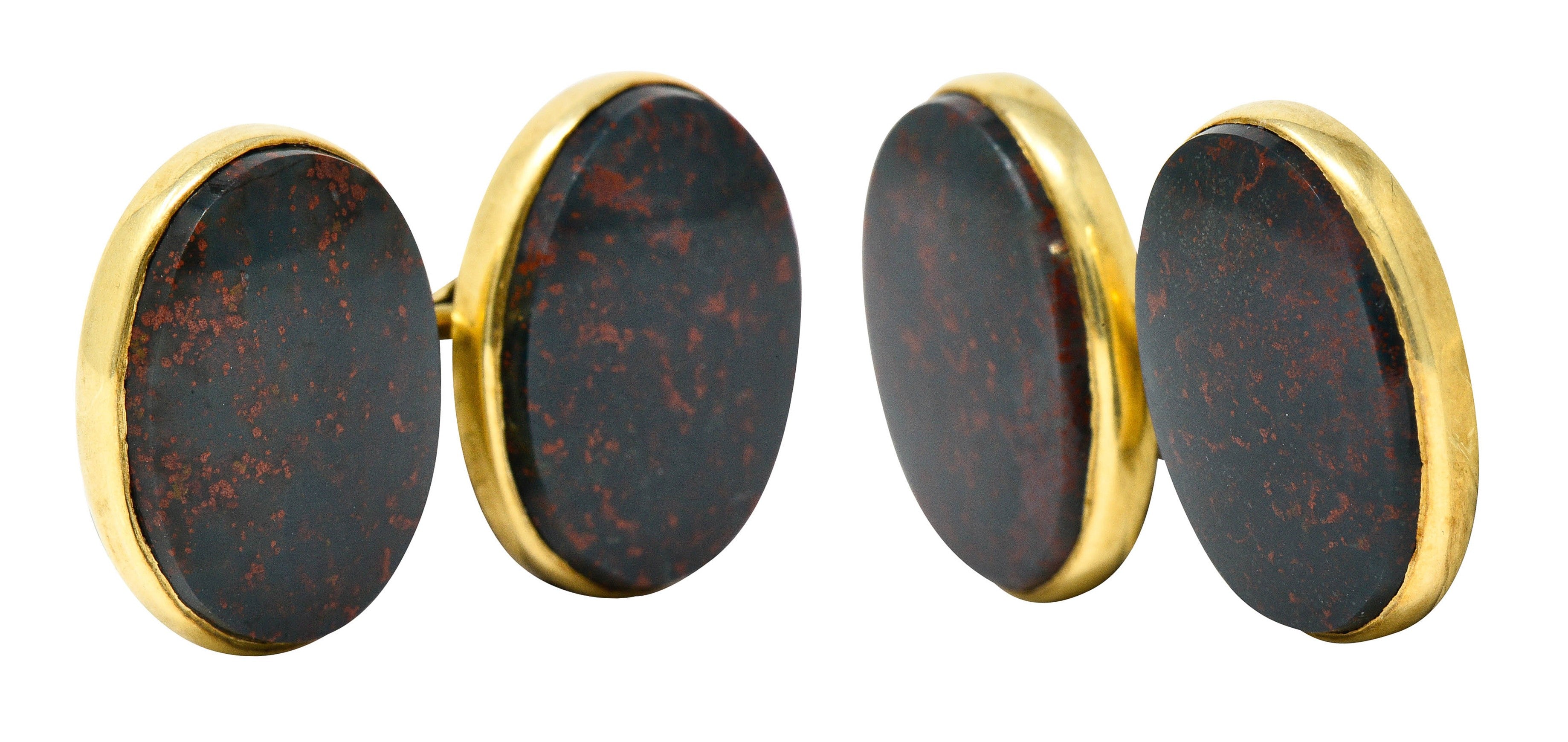 W.F. Cory & Bro. Art Nouveau Bloodstone 14 Karat Gold Men's CufflinksCufflinks - Wilson's Estate Jewelry