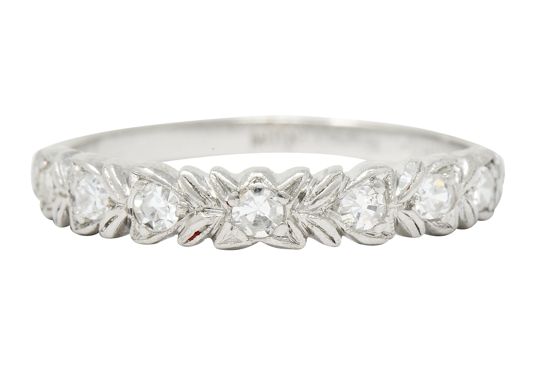 Art Deco 0.35 CTW Diamond Platinum Foliate Band Ring - Wilson's Estate Jewelry