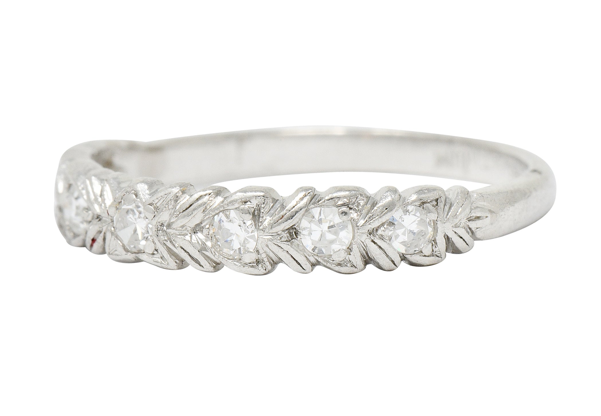 Art Deco 0.35 CTW Diamond Platinum Foliate Band Ring - Wilson's Estate Jewelry