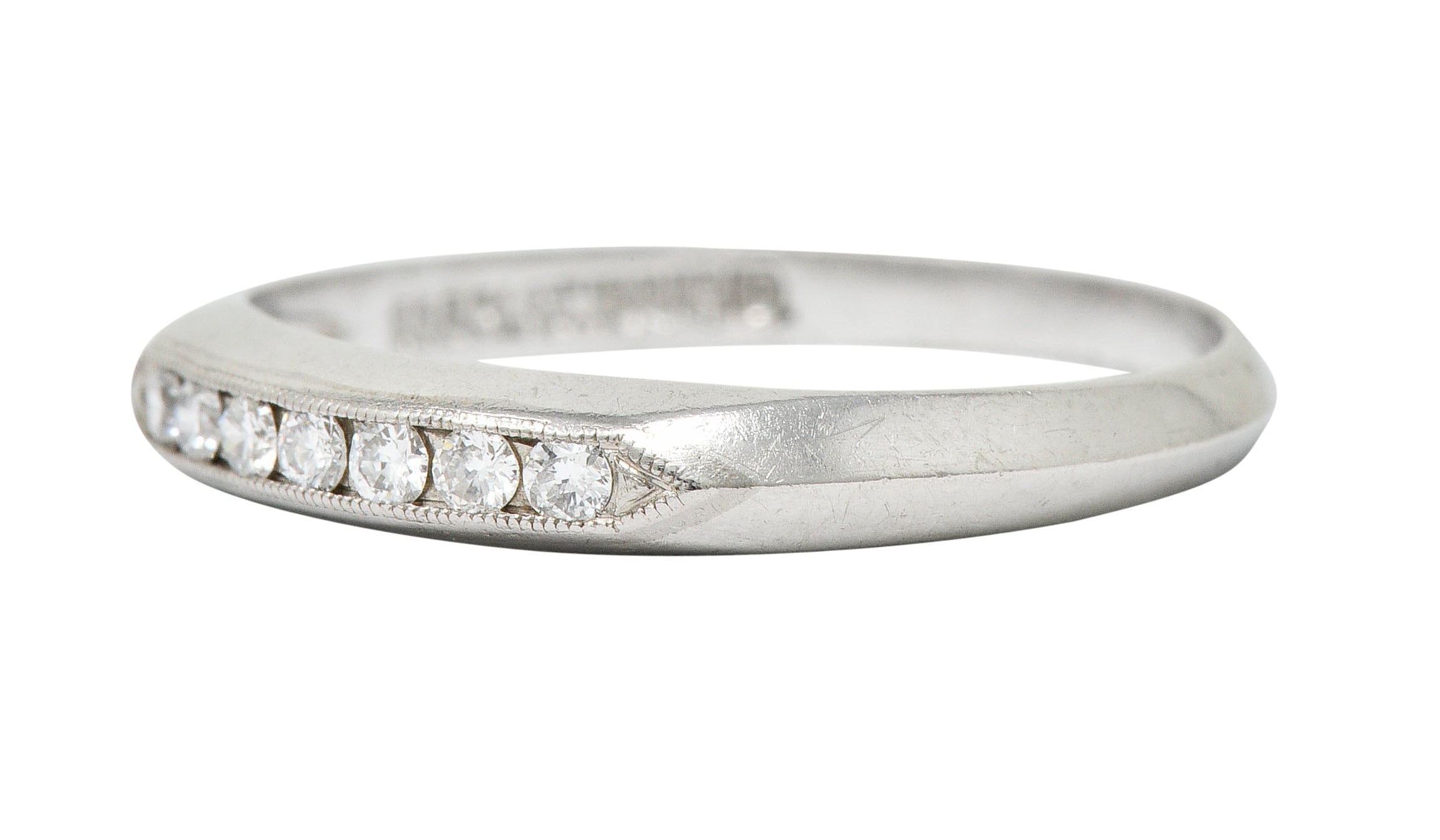 Art Deco 0.18 CTW Diamond Platinum Knife Edge Band RingRing - Wilson's Estate Jewelry