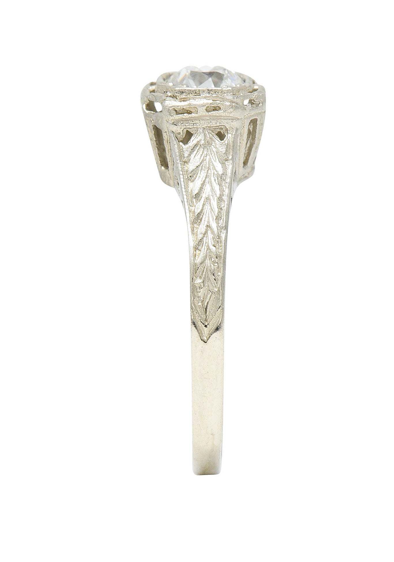 Art Deco 0.39 CTW Diamond 14 Karat White Gold Wheat Engagement RingRing - Wilson's Estate Jewelry