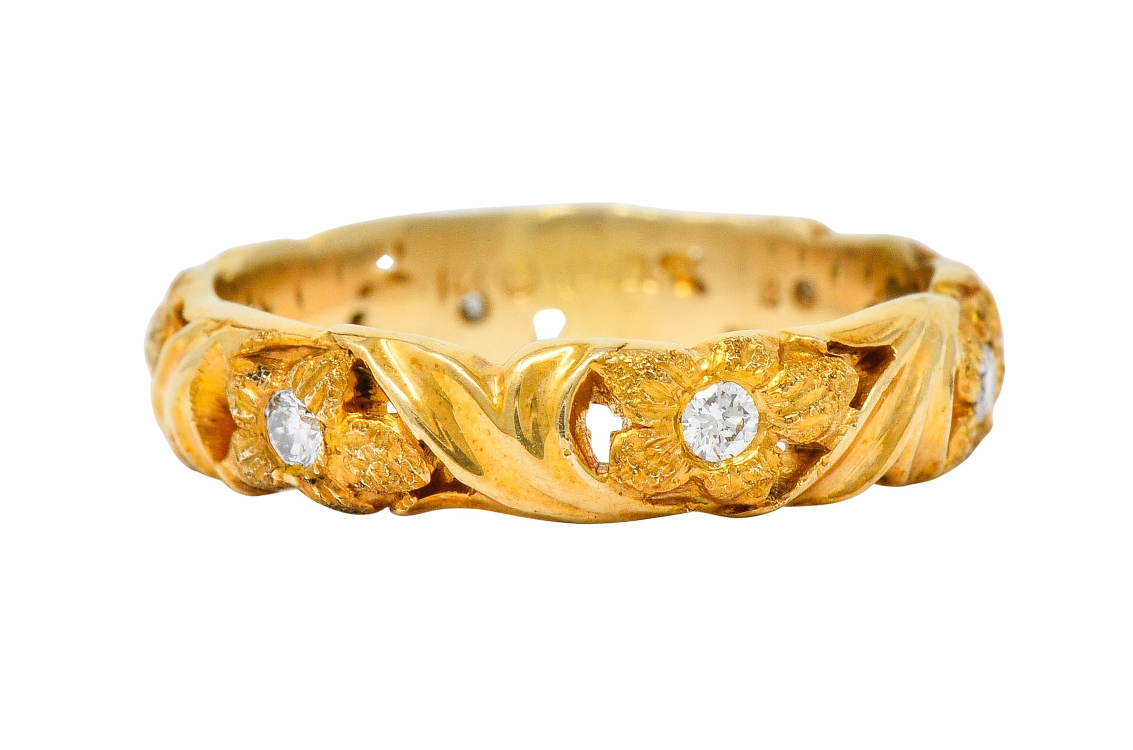 Jabel Diamond 14 Karat Gold Dogwood Flower Band Ring ContemporaryRing - Wilson's Estate Jewelry