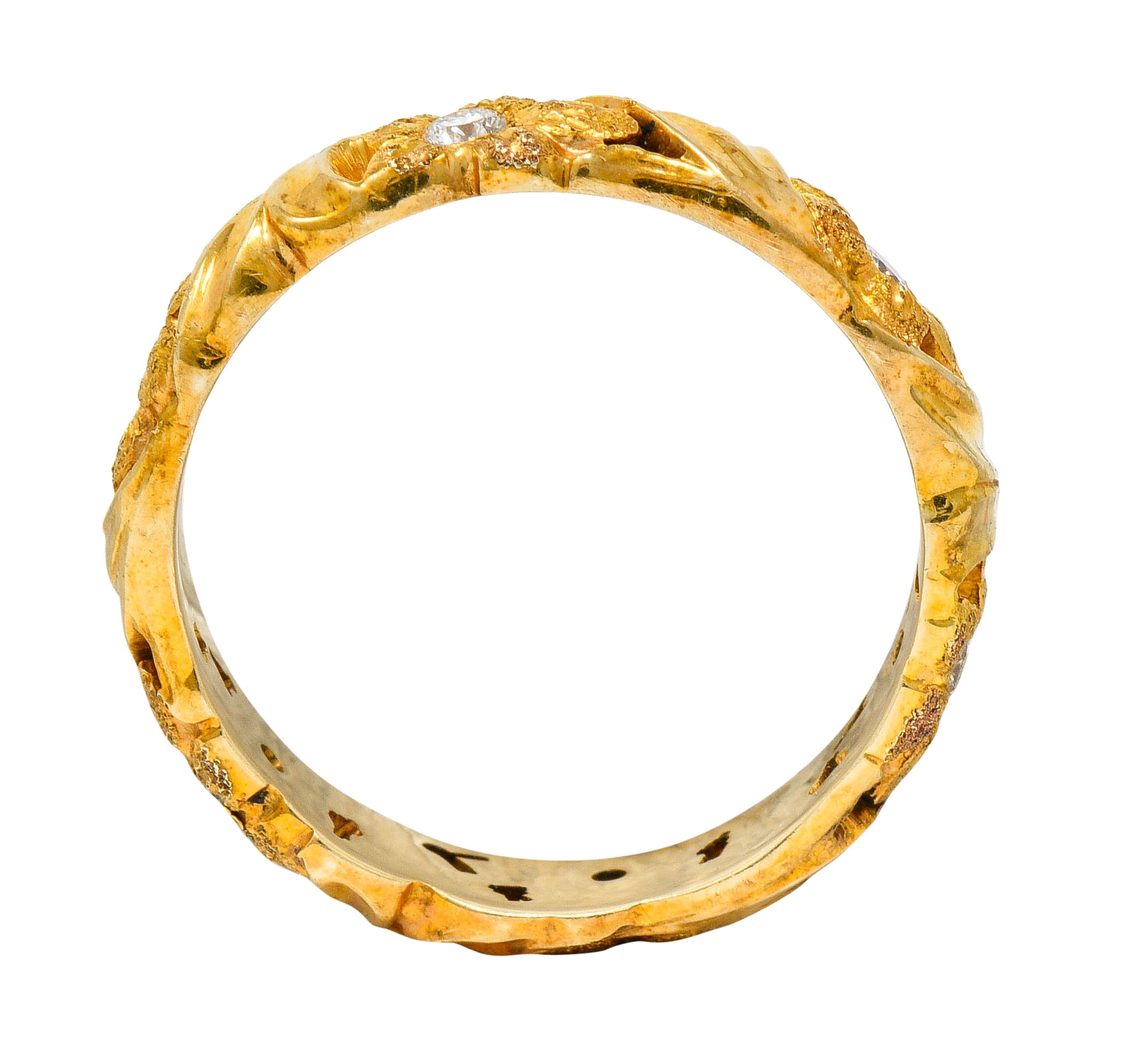 Jabel Diamond 14 Karat Gold Dogwood Flower Band Ring ContemporaryRing - Wilson's Estate Jewelry