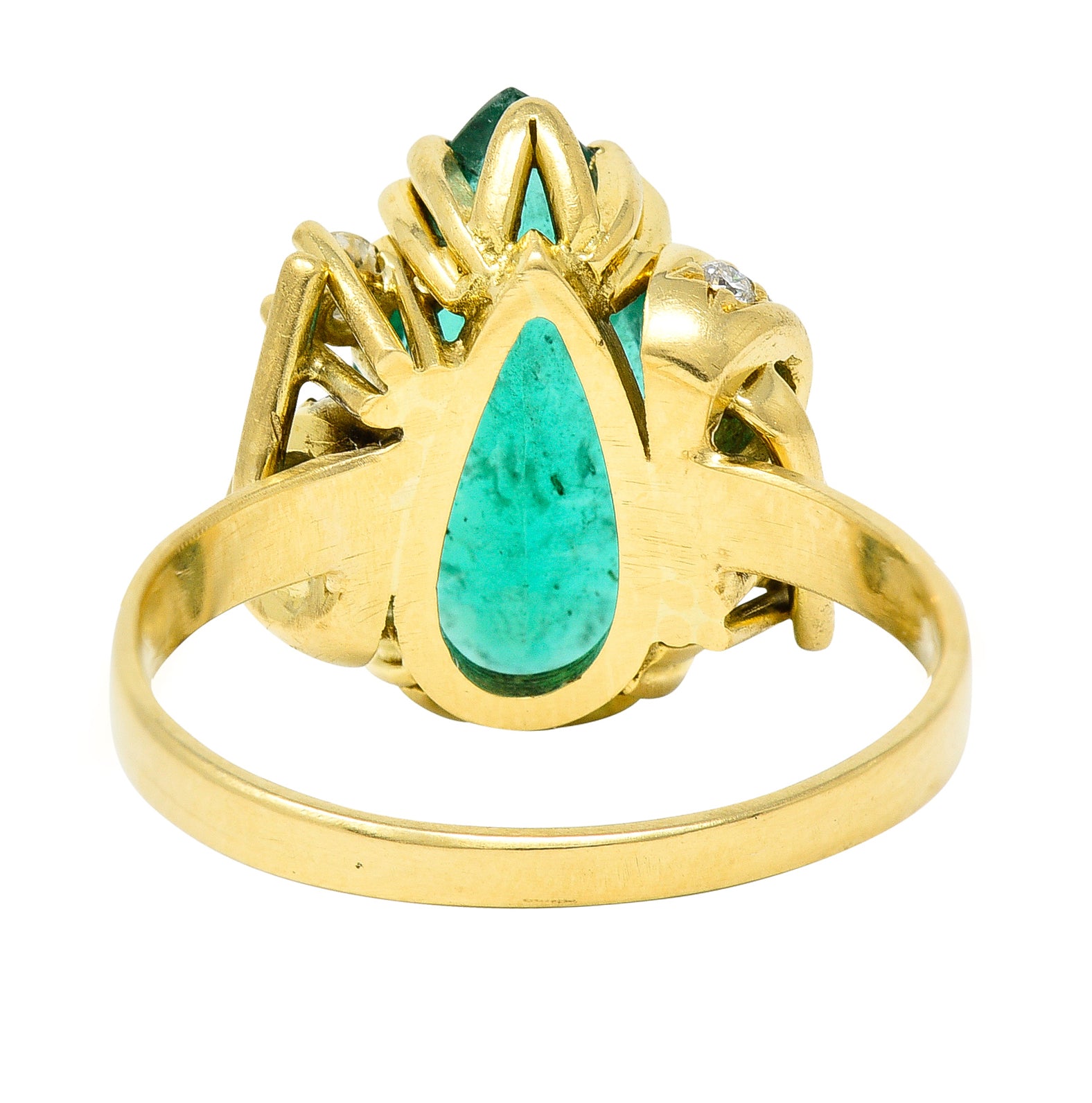 1960's Vintage 3.06 CTW Brazilian Emerald Diamond 18 Karat Yellow Gold Gemstone Ring GIA Wilson's Estate Jewelry