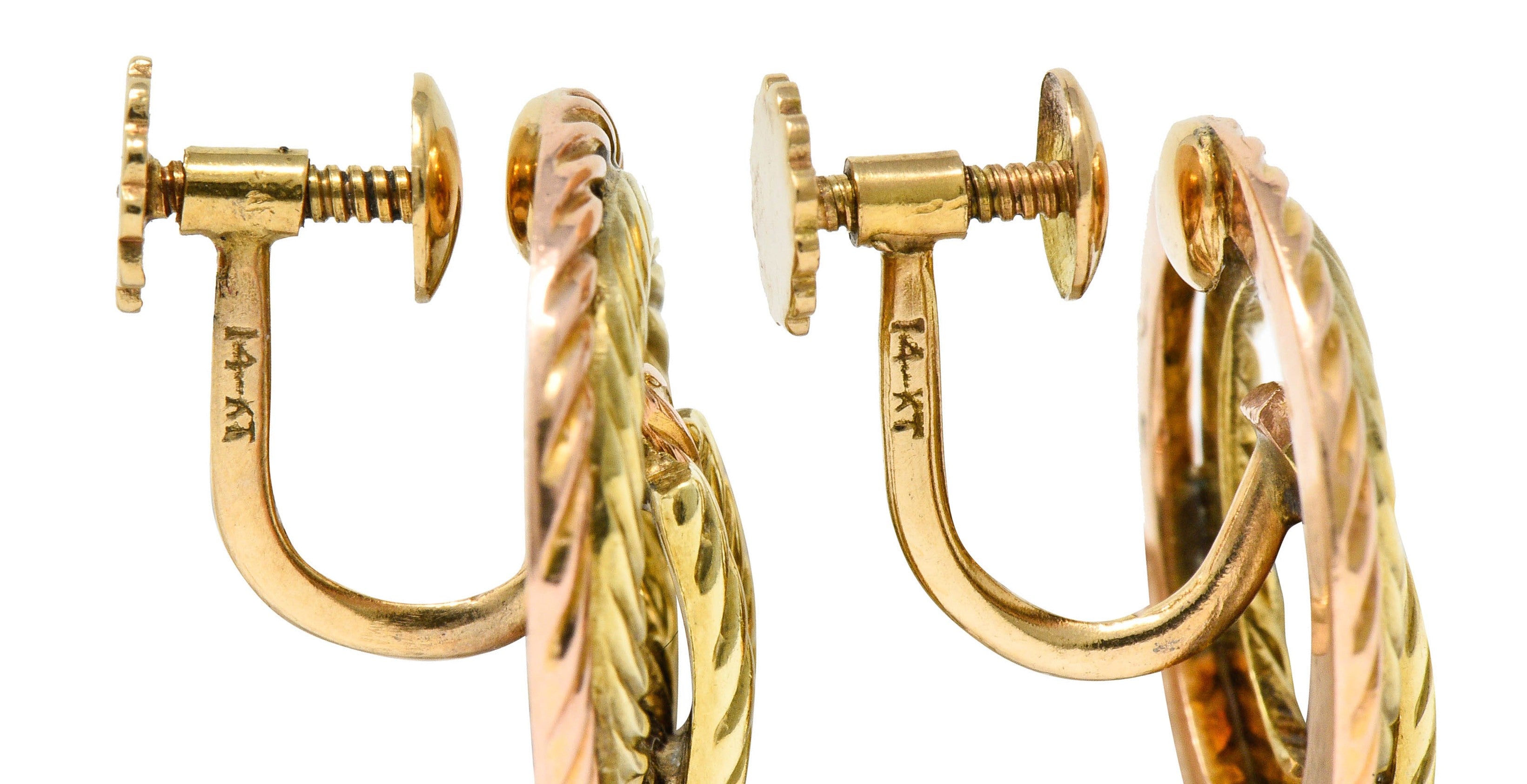 Tiffany & Co. Retro 14 Karat Two-Tone Gold Twisted Rope Screwback EarringsEarrings - Wilson's Estate Jewelry