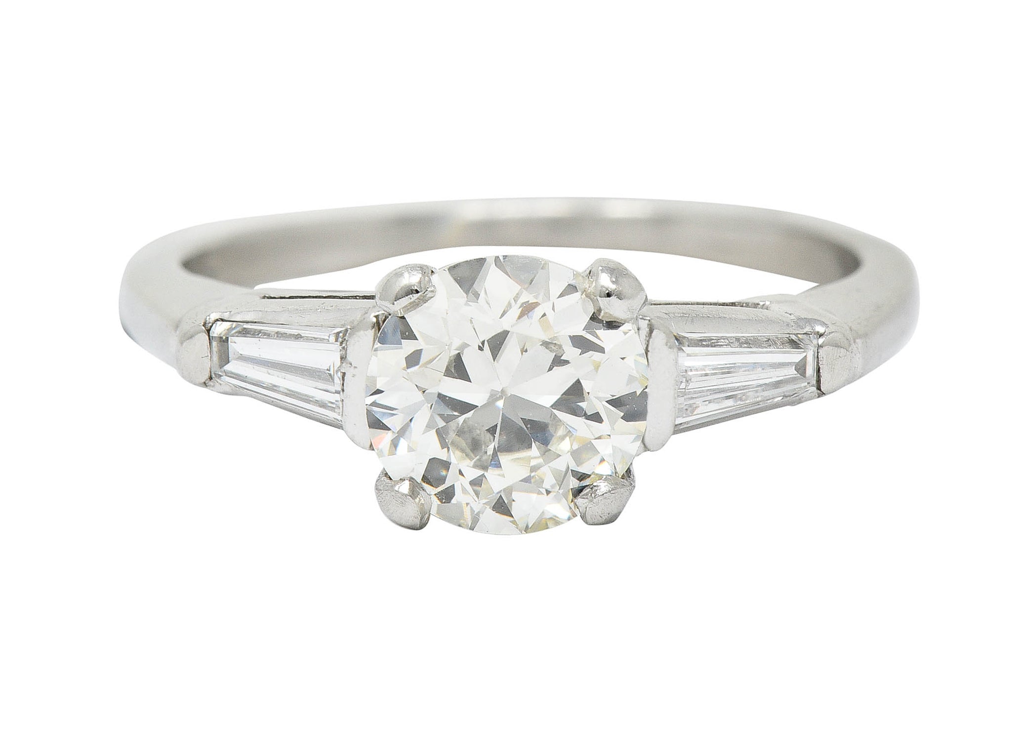 1950's Mid-Century 1.59 CTW Diamond Platinum Engagement Ring GIARing - Wilson's Estate Jewelry