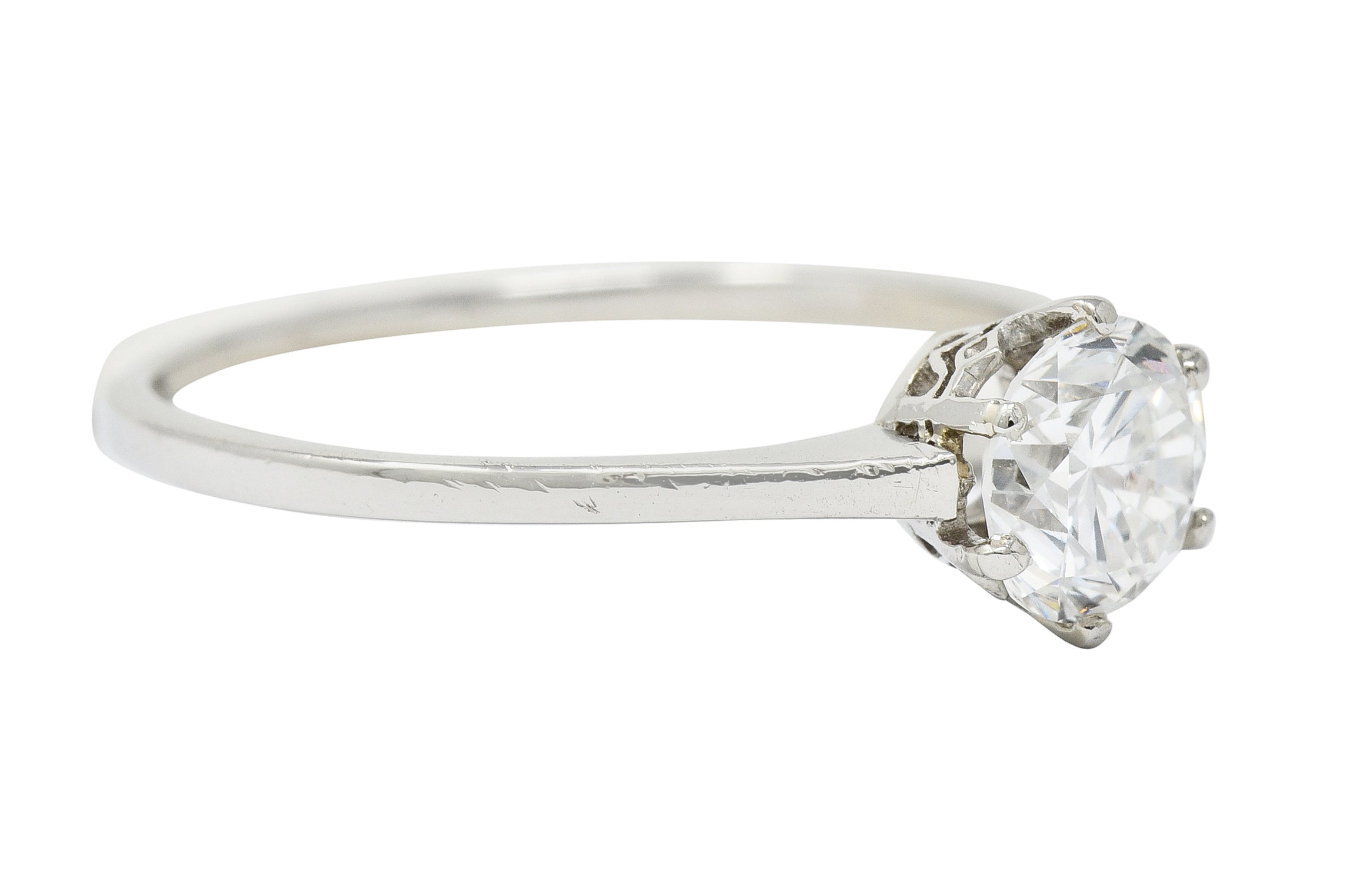 Edwardian 0.93 CTW Diamond Platinum Solitaire Engagement Ring GIA - Wilson's Estate Jewelry