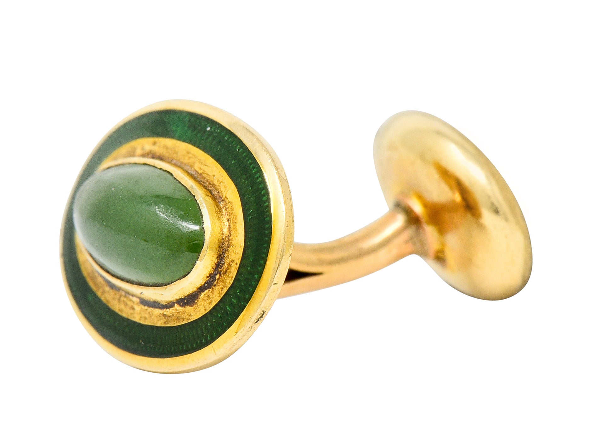 Alling & Co. Art Nouveau Jade 14 Karat Gold Men's Cufflinks - Wilson's Estate Jewelry