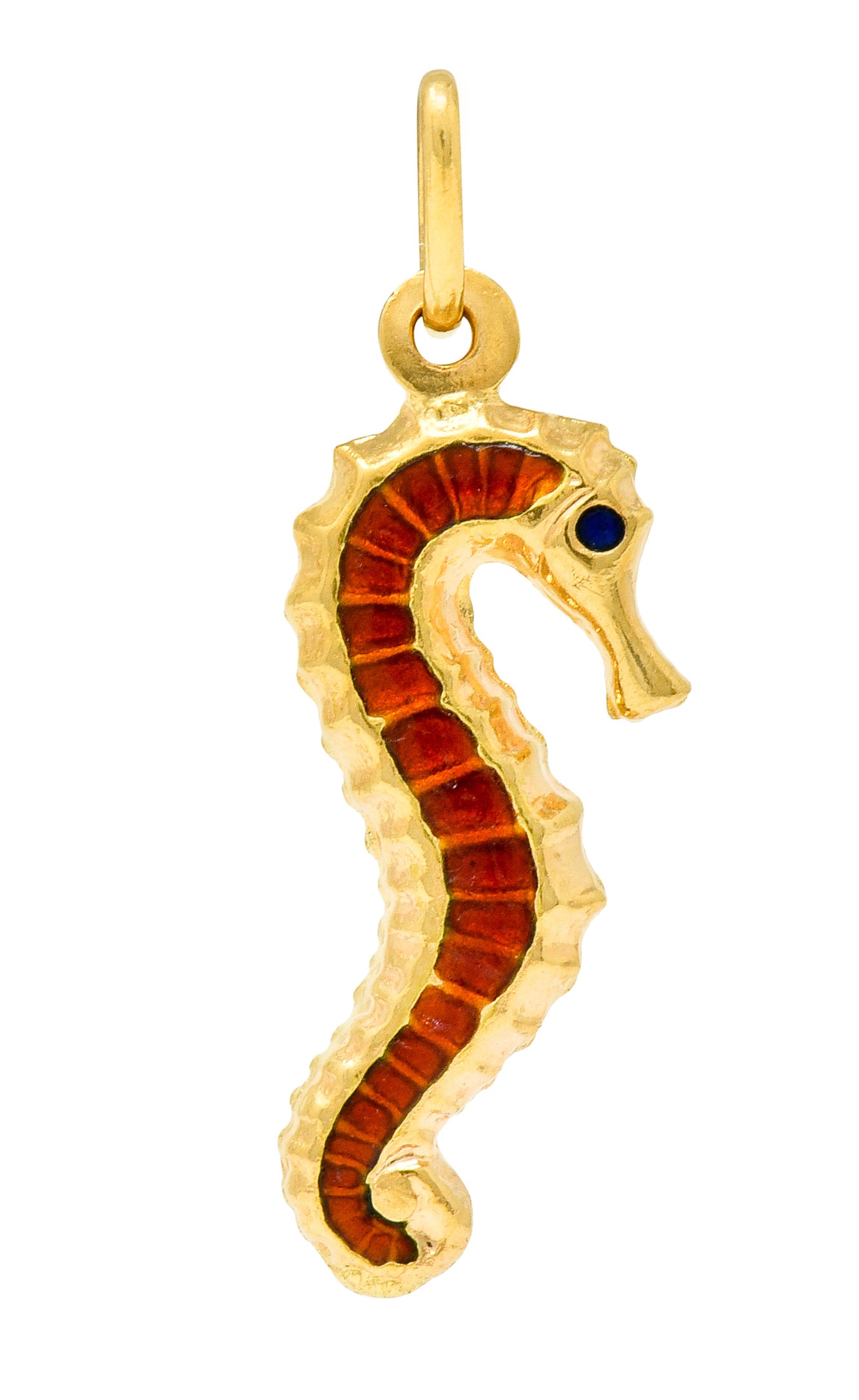 Vintage Italian Enamel 18 Karat Gold Seahorse Charm Circa 1960 - Wilson's Estate Jewelry