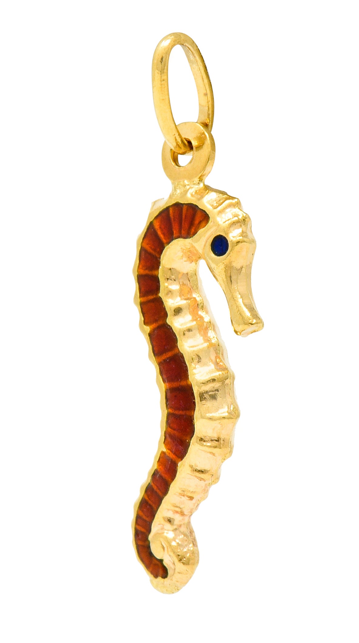 Vintage Italian Enamel 18 Karat Gold Seahorse Charm Circa 1960 - Wilson's Estate Jewelry