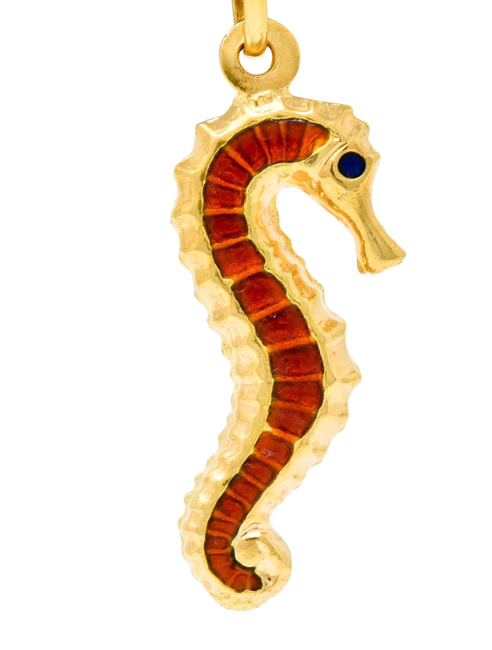 Vintage Italian Enamel 18 Karat Gold Seahorse Charm Circa 1960 - Wilson's Estate Jewelry