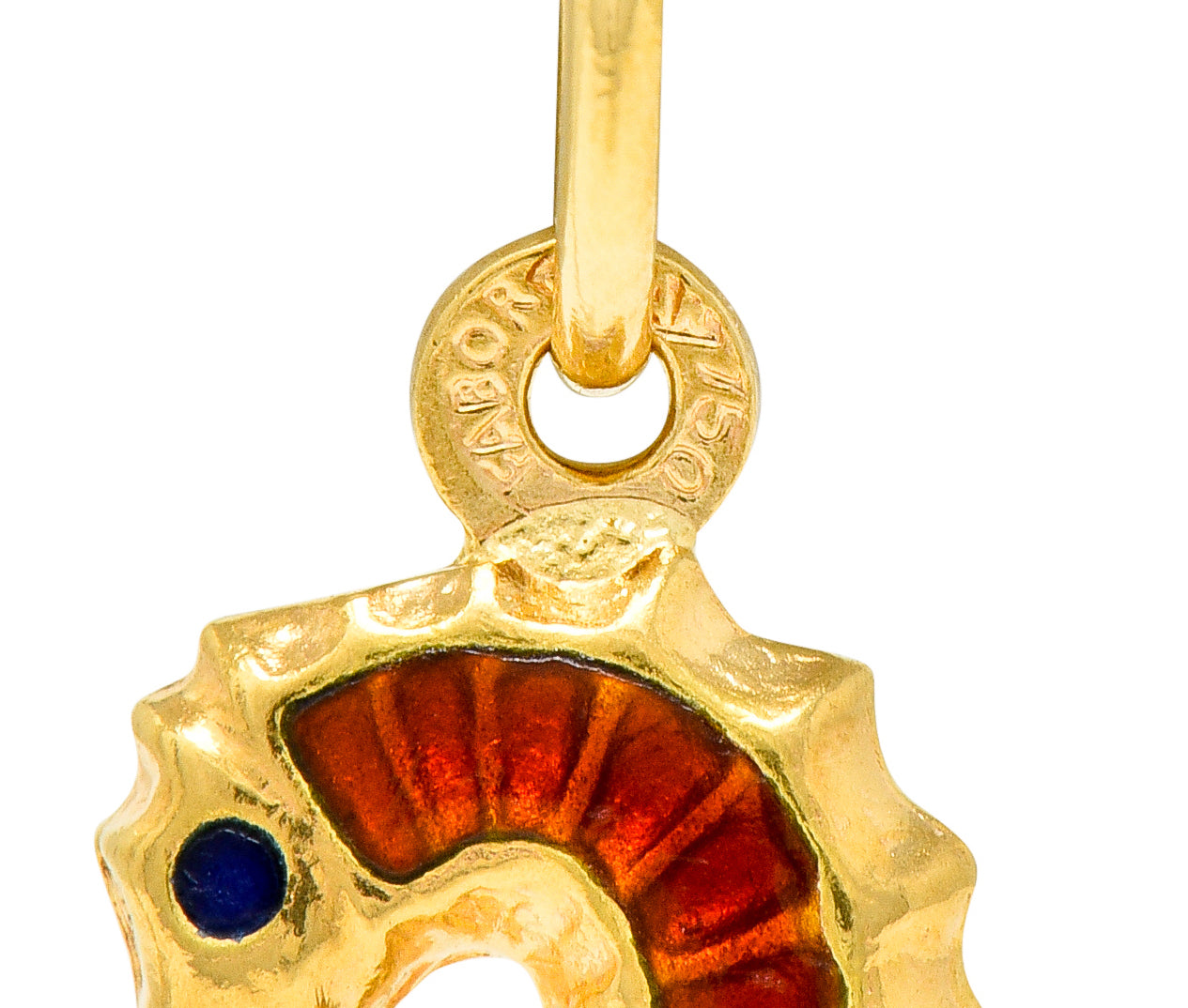 Vintage Italian Enamel 18 Karat Gold Seahorse Charm Circa 1960 - Wilson's Estate Jewelry