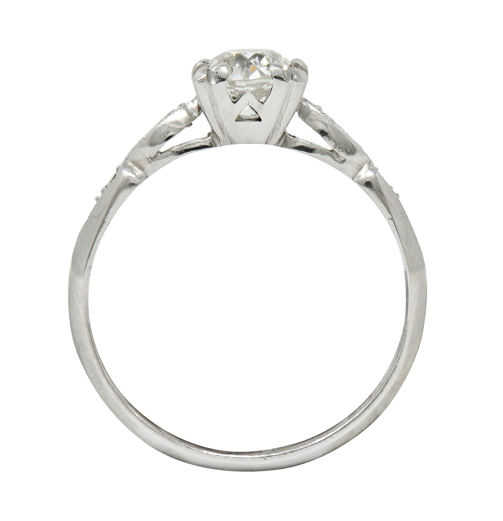 Art Deco 0.92 CTW Diamond Platinum Navette Engagement Ring GIA Circa 1930Ring - Wilson's Estate Jewelry