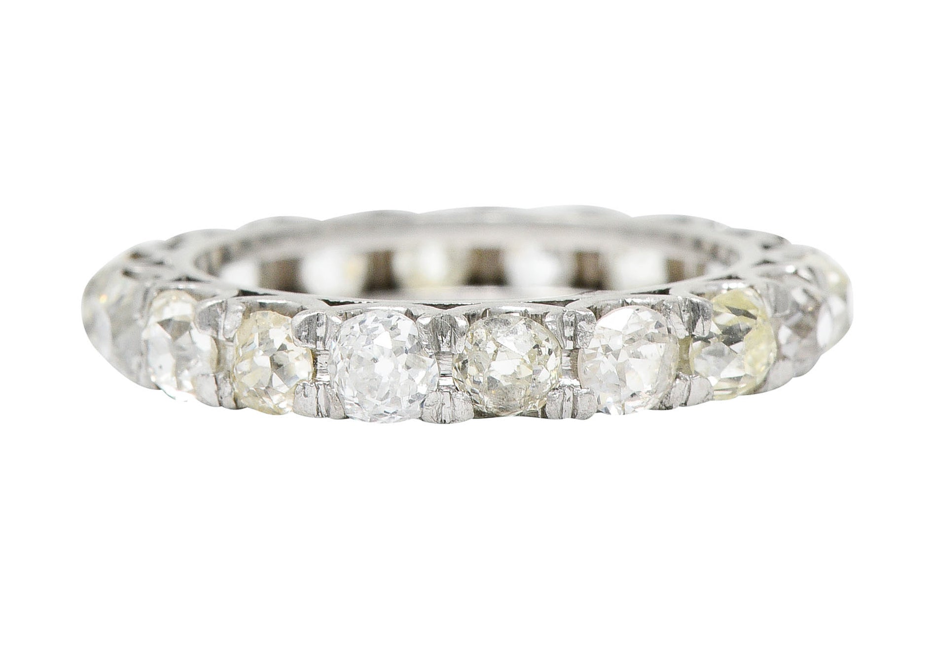 Art Deco 2.50 CTW Old Mine Diamond Platinum Eternity Band RingRing - Wilson's Estate Jewelry