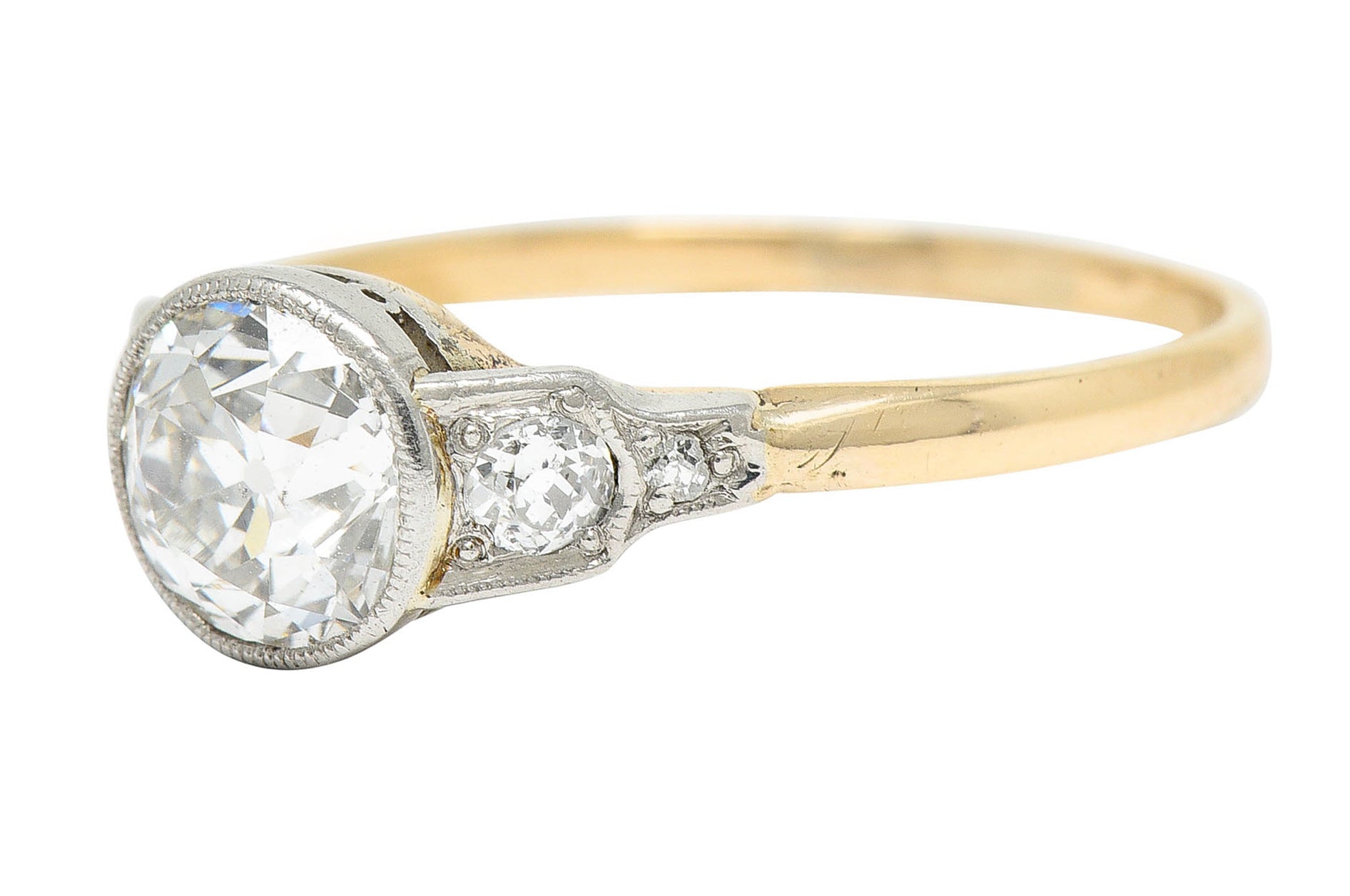 Edwardian 1.40 CTW Diamond Platinum-Topped 14 Karat Gold Engagement RingRing - Wilson's Estate Jewelry