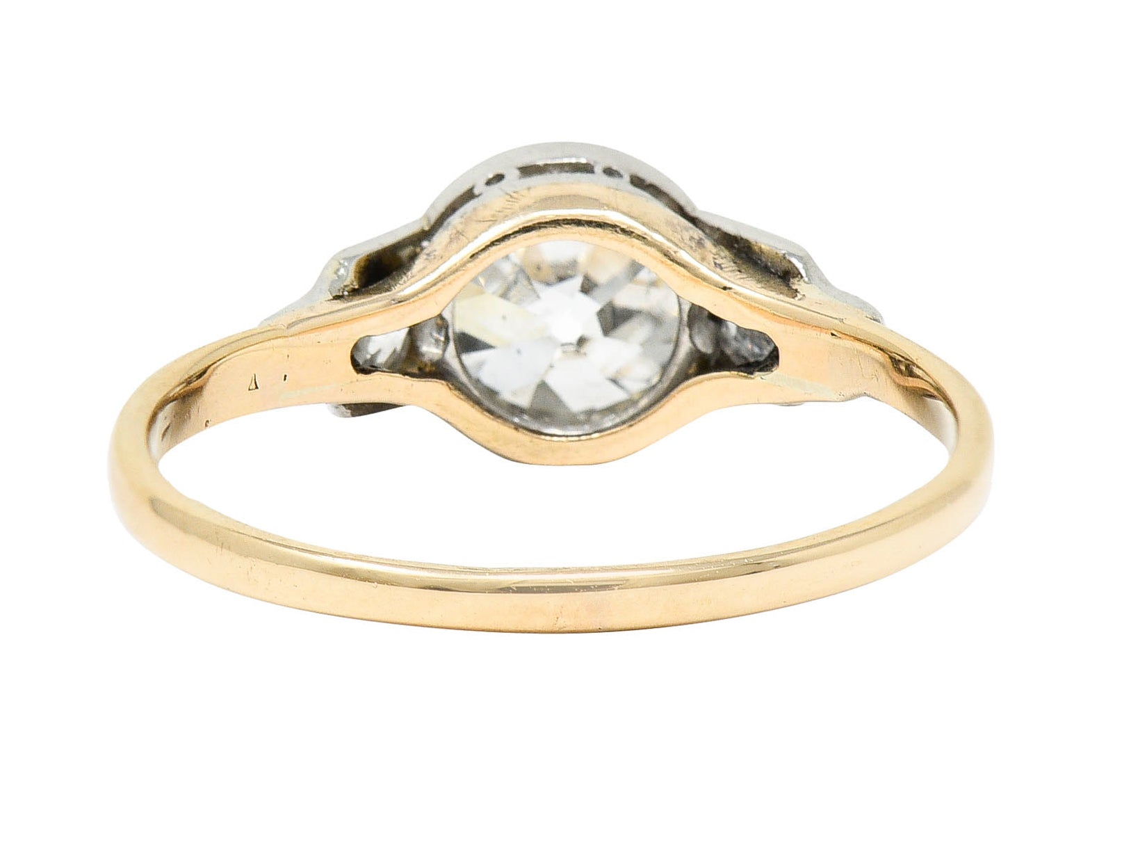 Edwardian 1.40 CTW Diamond Platinum-Topped 14 Karat Gold Engagement RingRing - Wilson's Estate Jewelry